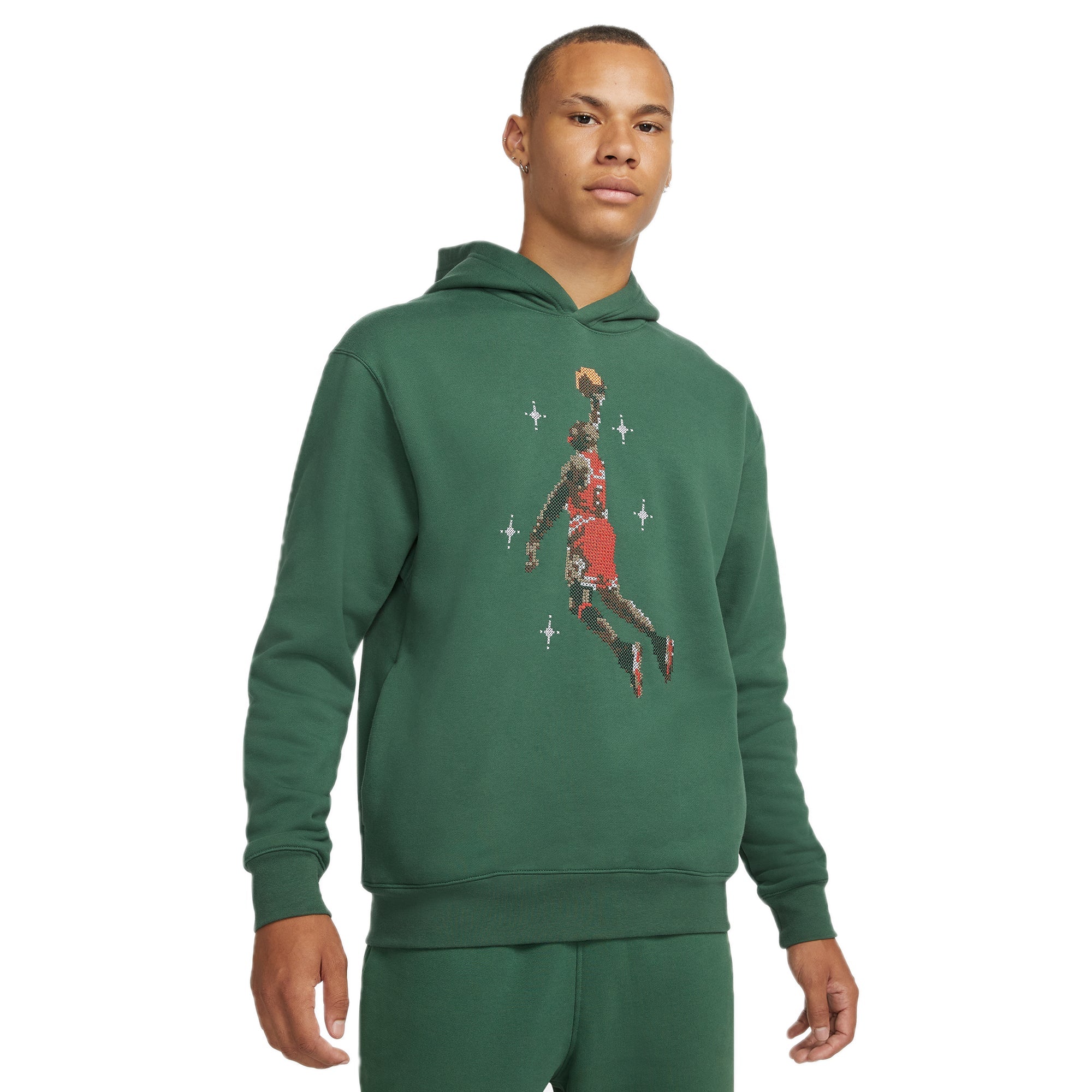 Оригінальна Mens Graphic Fleece Hoodie Noble Green Air jordan – боковий вид