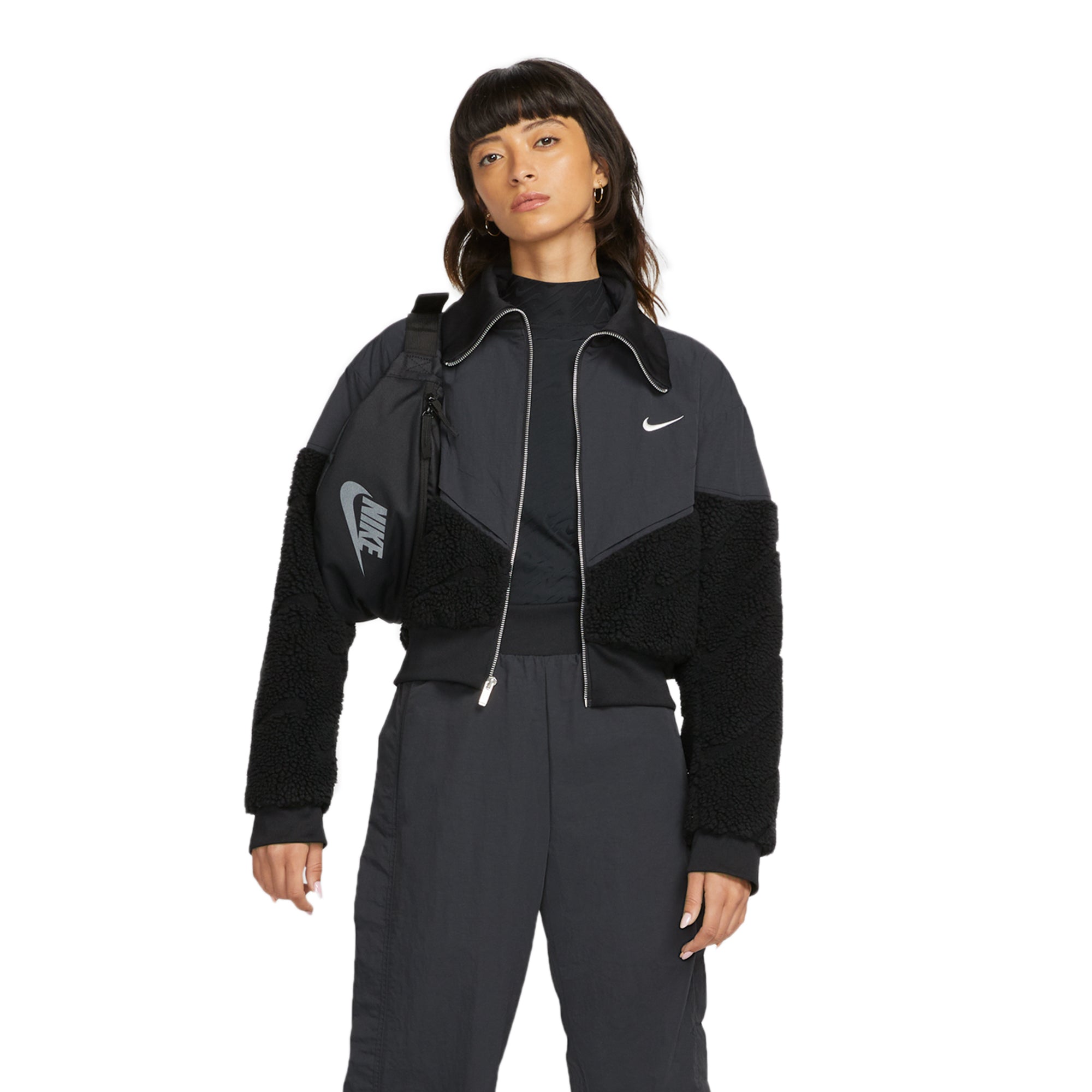 Womens Sportswear Icon Clash Jacket Black Nike – Гарантія оригінальності – вид ззаду - NIKE