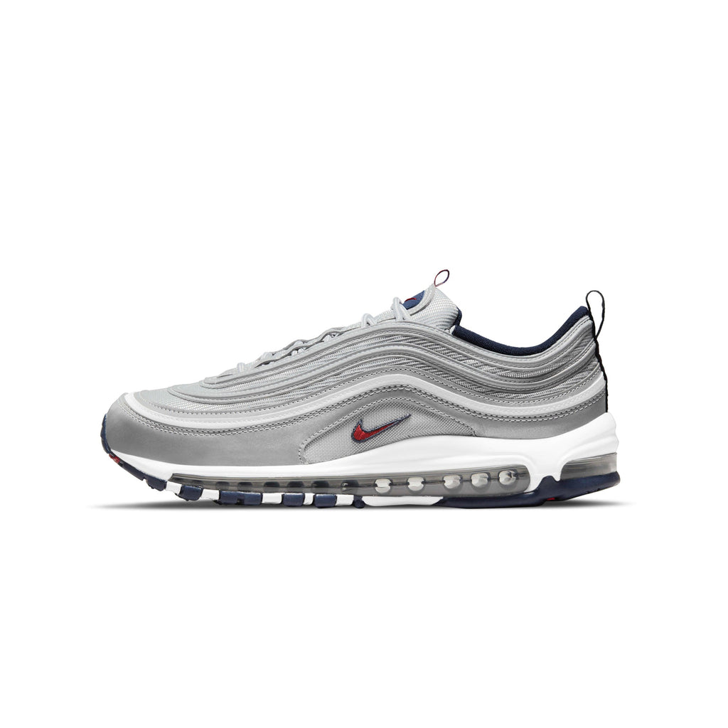 Mens Air Max 97 Puerto Rico Shoes Metallic Silver Nike – Гарантія оригінальності – боковий вид