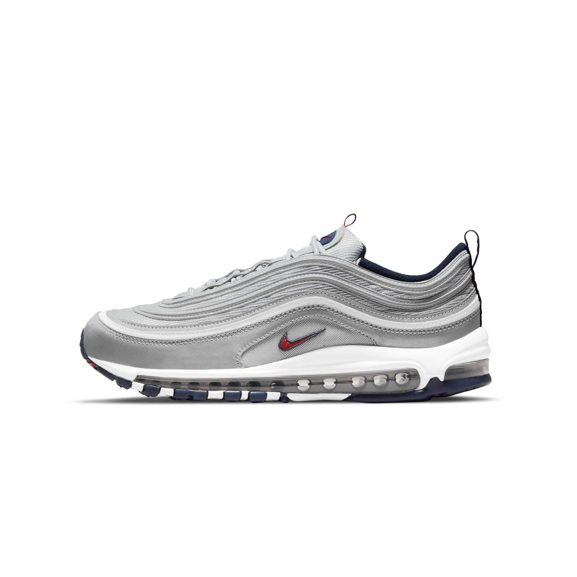 Mens Air Max 97 Puerto Rico Shoes Metallic Silver Nike – Гарантія оригінальності – боковий вид