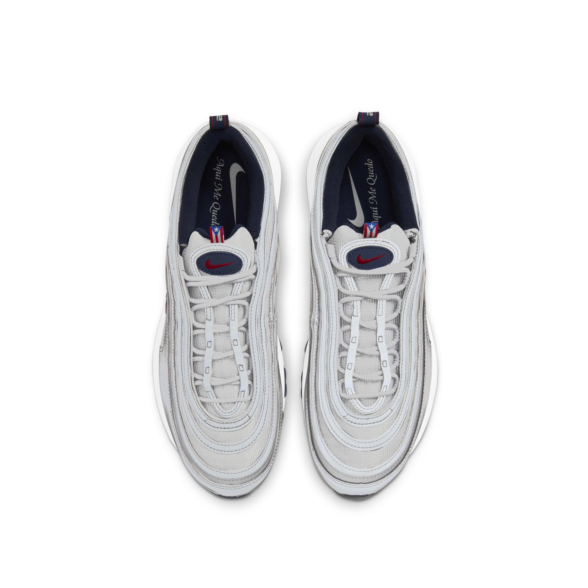 Mens Air Max 97 Puerto Rico Shoes Metallic Silver Nike – Гарантія оригінальності – збільшений вид