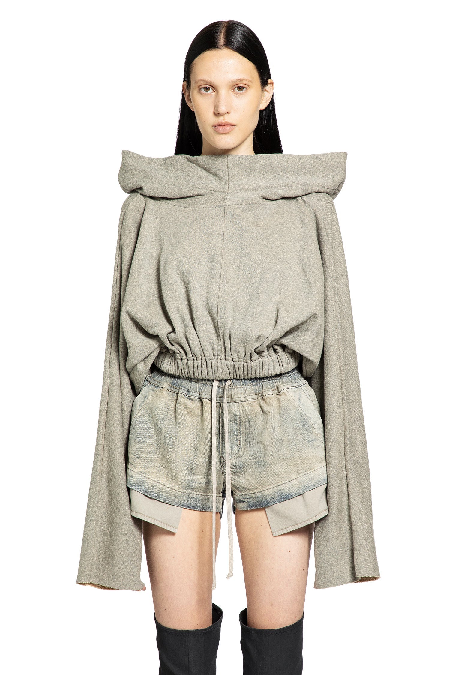 Cropped Hoodie Sweatshirt Rick owens – Гарантія оригінальності – вид ззаду - RICK OWENS