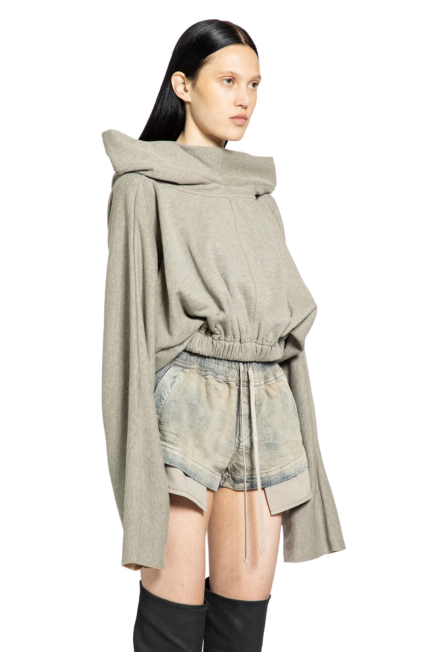 Cropped Hoodie Sweatshirt Rick owens – Гарантія оригінальності – детальний вид - RICK OWENS