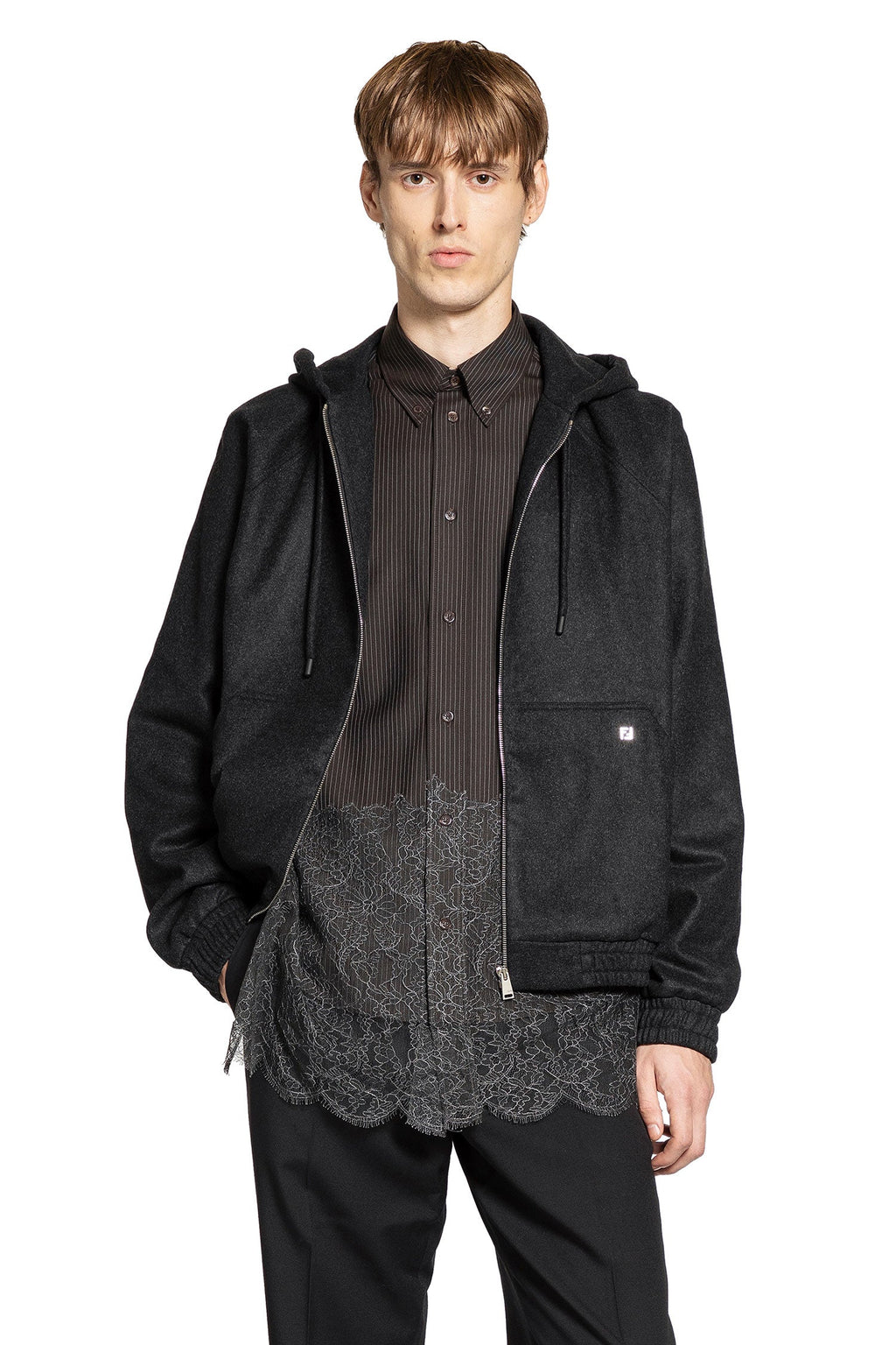 Оригінальна Cashmere Zip-Up Hoodie Fendi – боковий вид