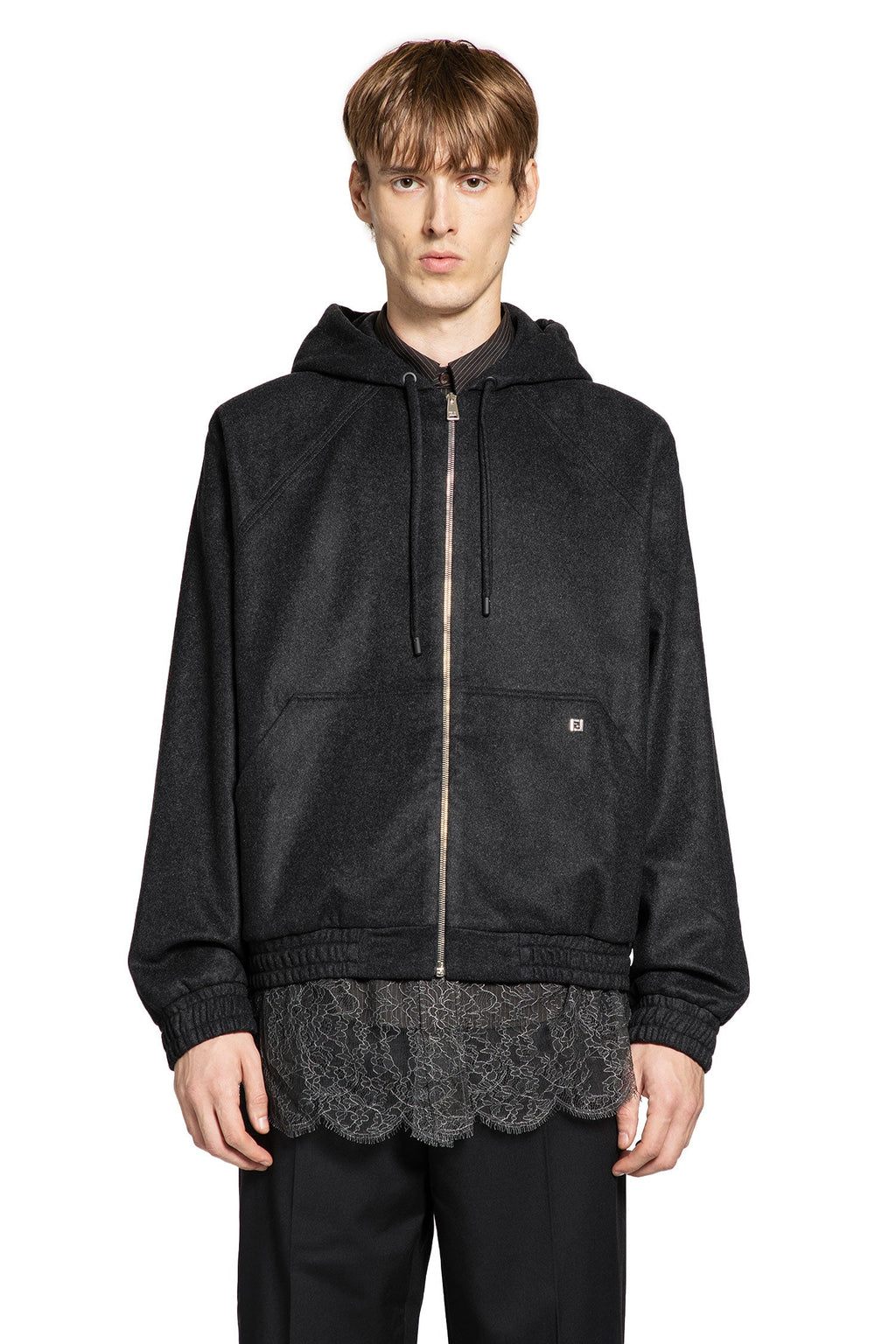 Оригінальна Cashmere Zip-Up Hoodie Fendi – вид ззаду