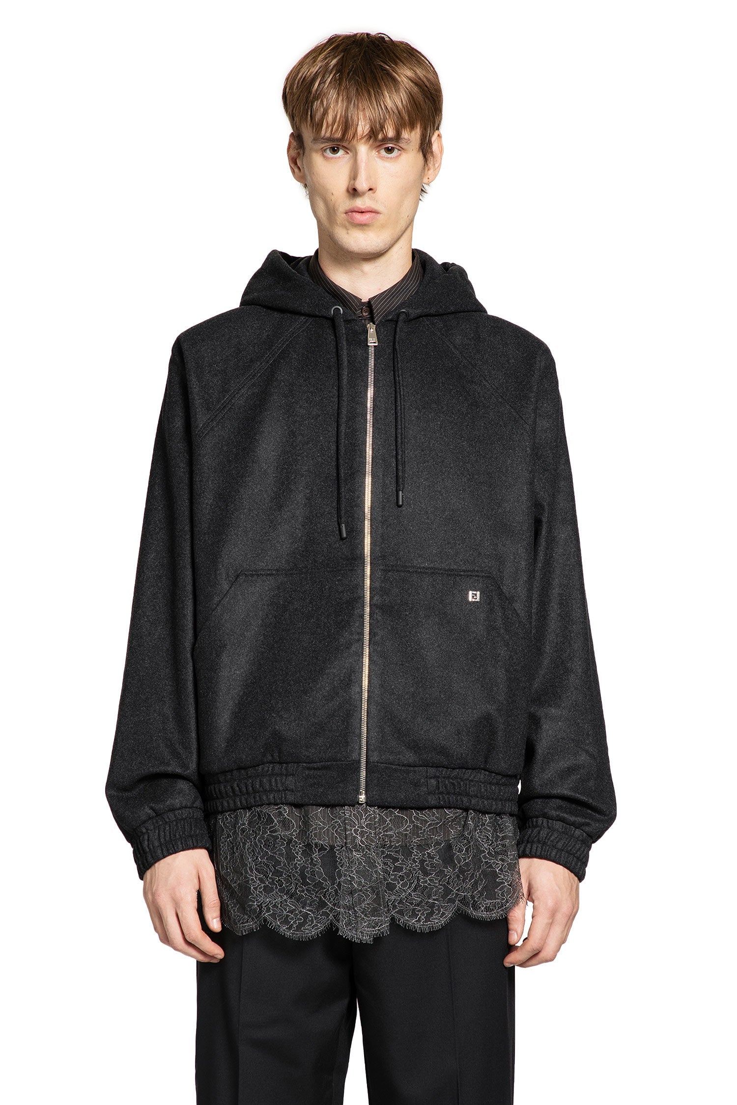 Оригінальна Cashmere Zip-Up Hoodie Fendi – вид ззаду