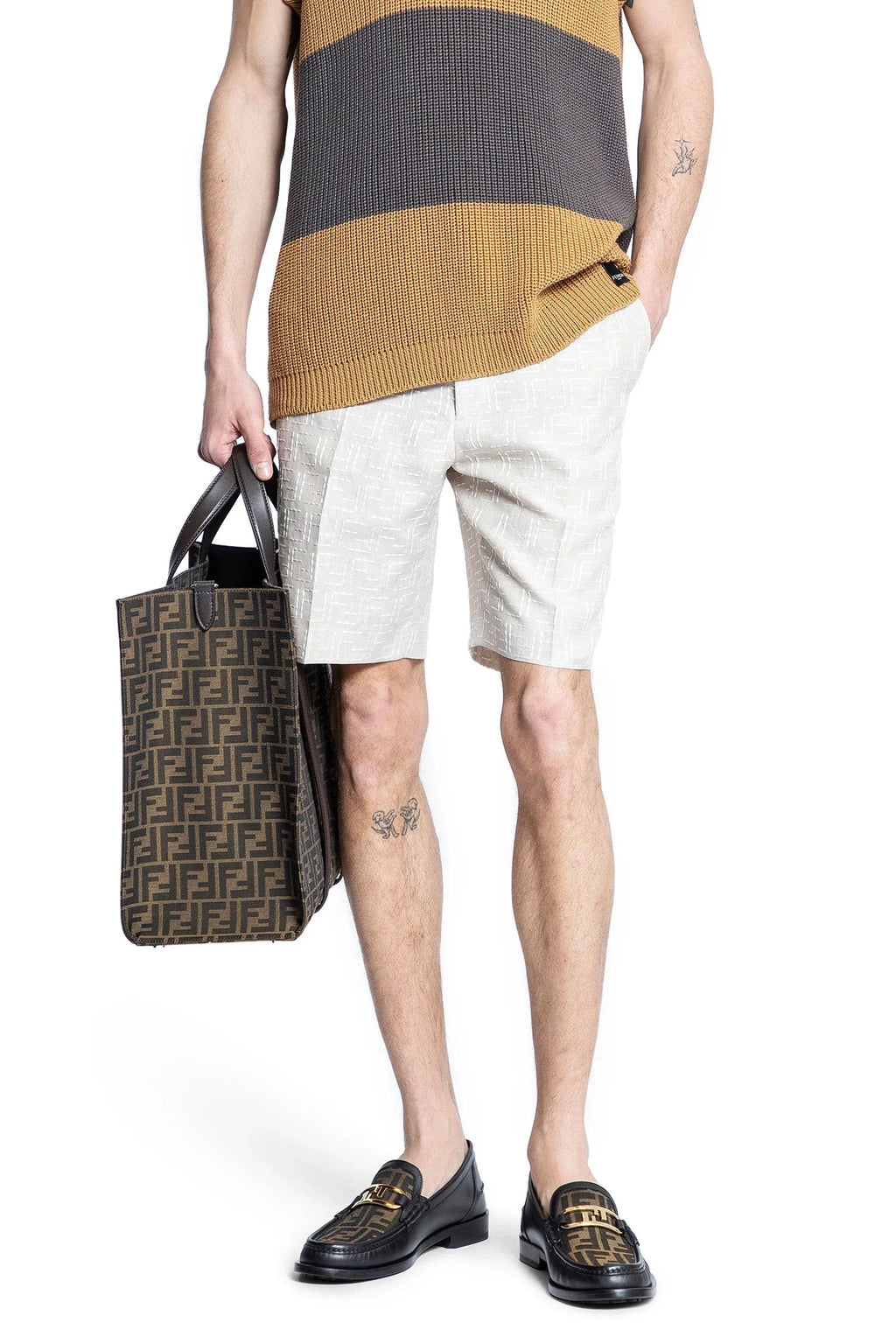 Ff Linen Tailored Shorts Fendi оригінал – Купити в Україні – боковий вид