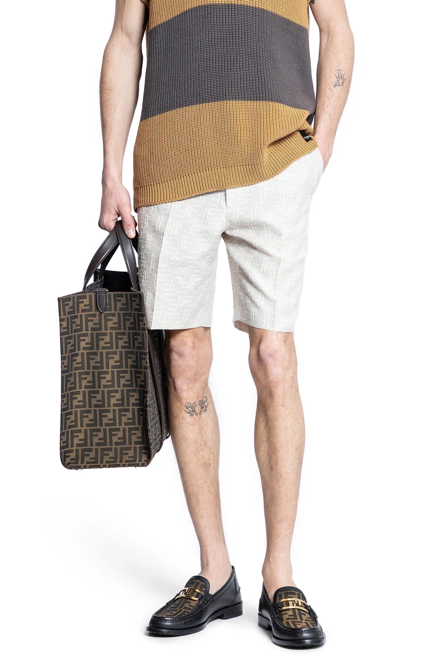 Ff Linen Tailored Shorts Fendi оригінал – Купити в Україні – боковий вид