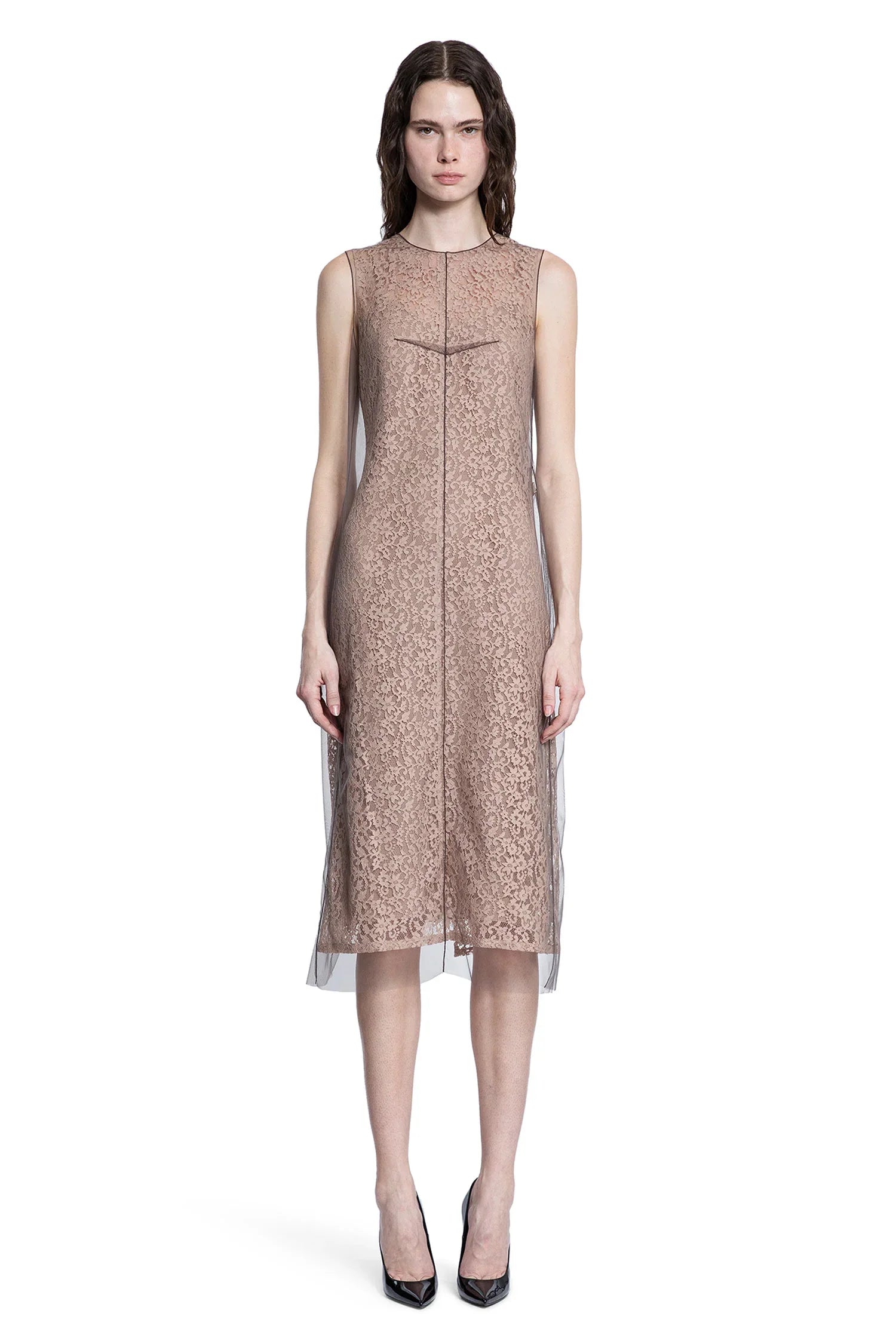 Floral Lace And Tulle MIDI Dress Fendi – Гарантія оригінальності – вид ззаду