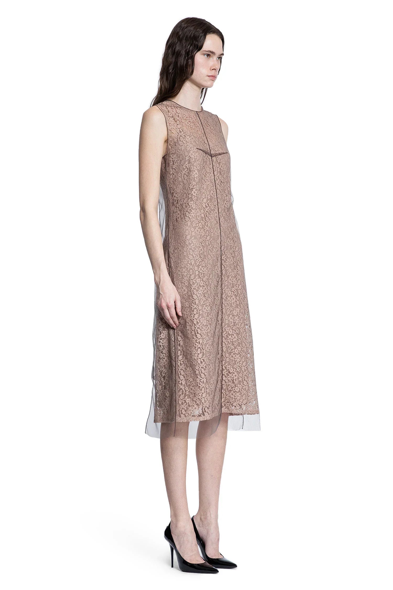 Floral Lace And Tulle MIDI Dress Fendi – Гарантія оригінальності – детальний вид