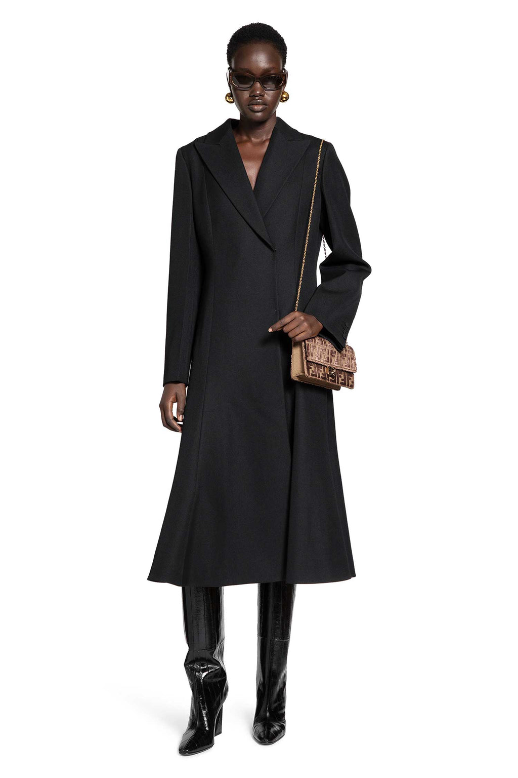 Оригінальна Grain De Poudre Wool Coat Fendi – боковий вид