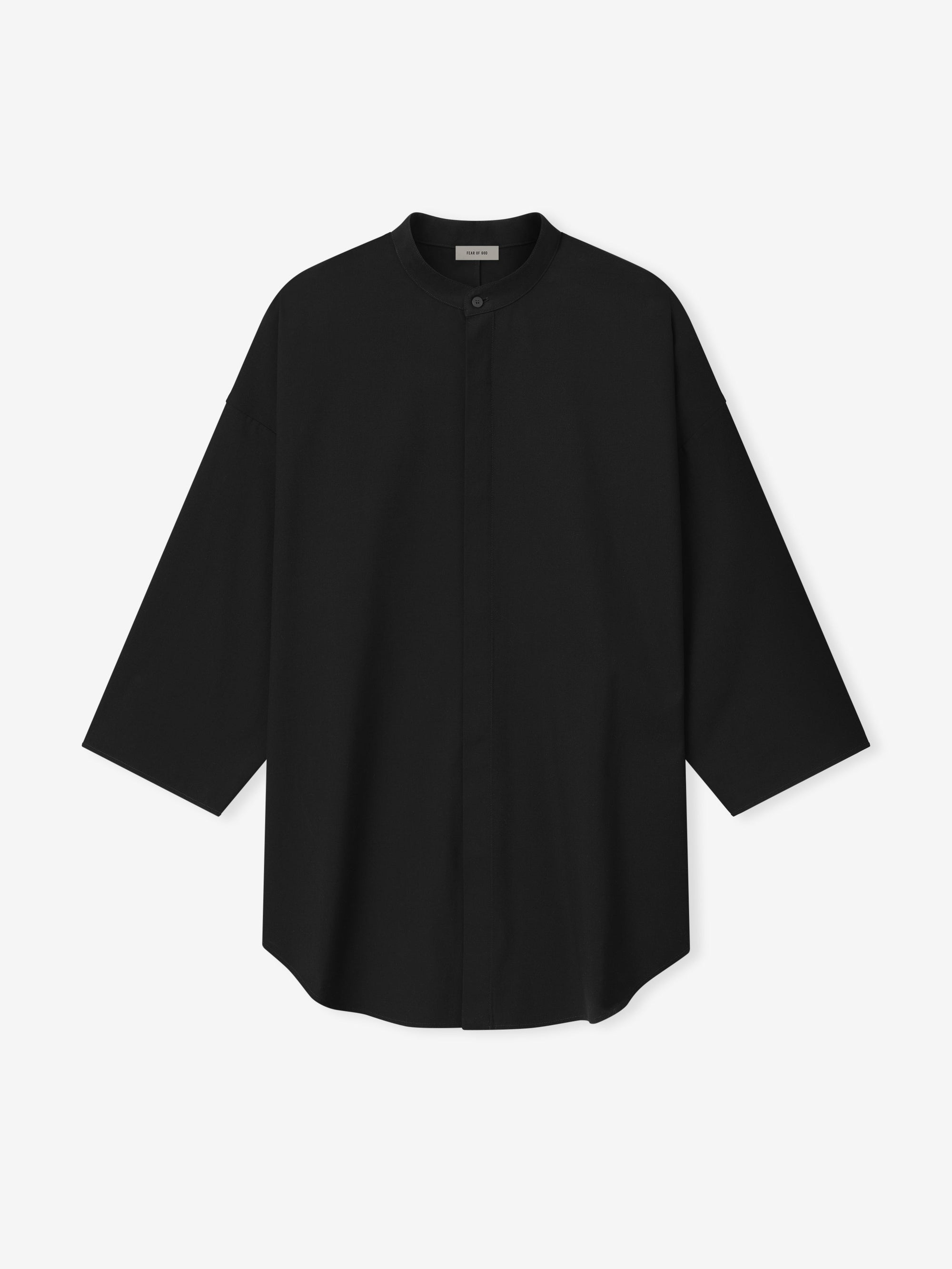 Cotton Wool Oxford Mandarin Relaxed Short Sleeve Shirt Fear of god – Гарантія оригінальності – збільшений вид