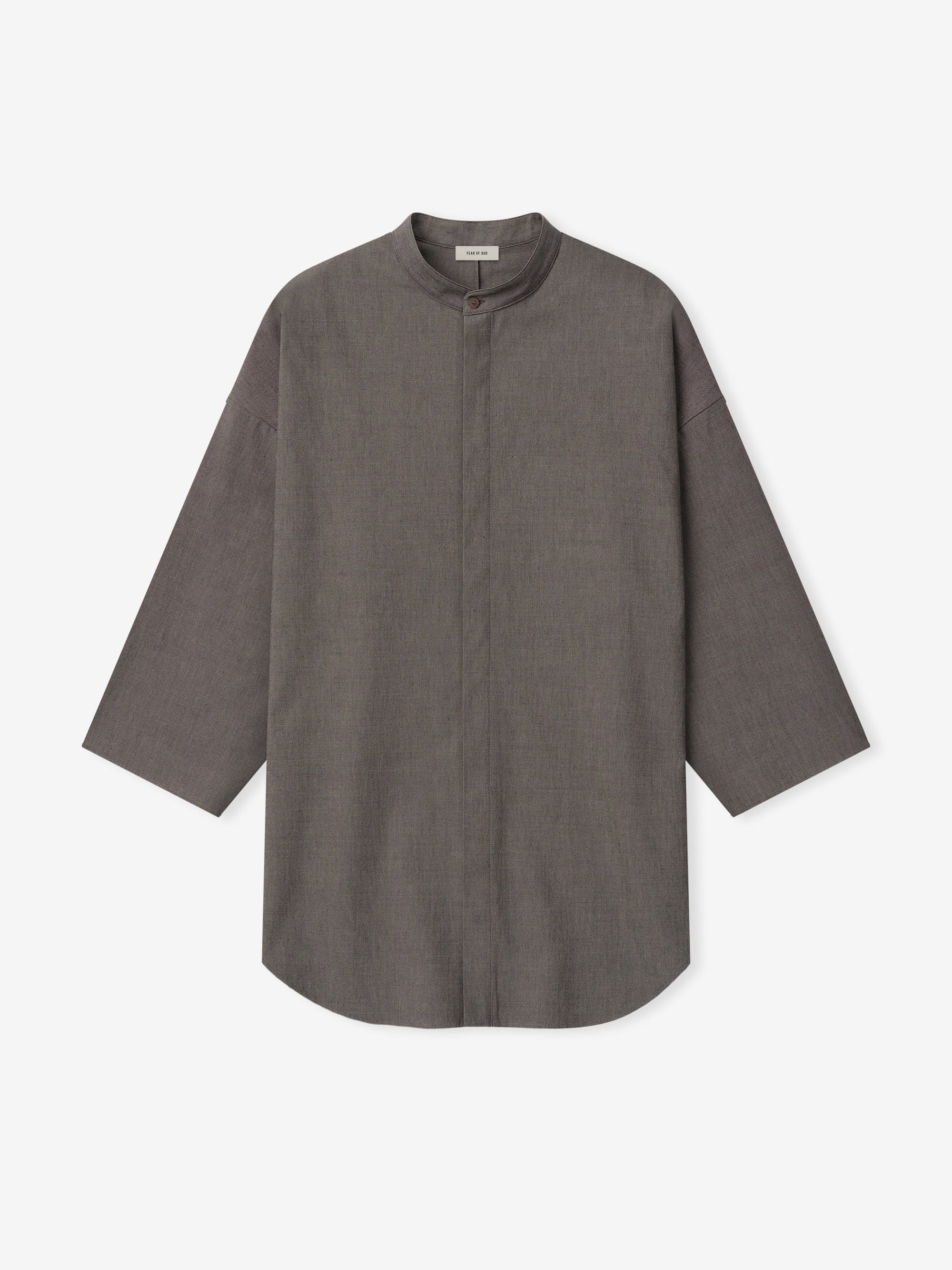 Cotton Wool Oxford Mandarin Relaxed Short Sleeve Shirt Fear of god – Гарантія оригінальності – детальний вид