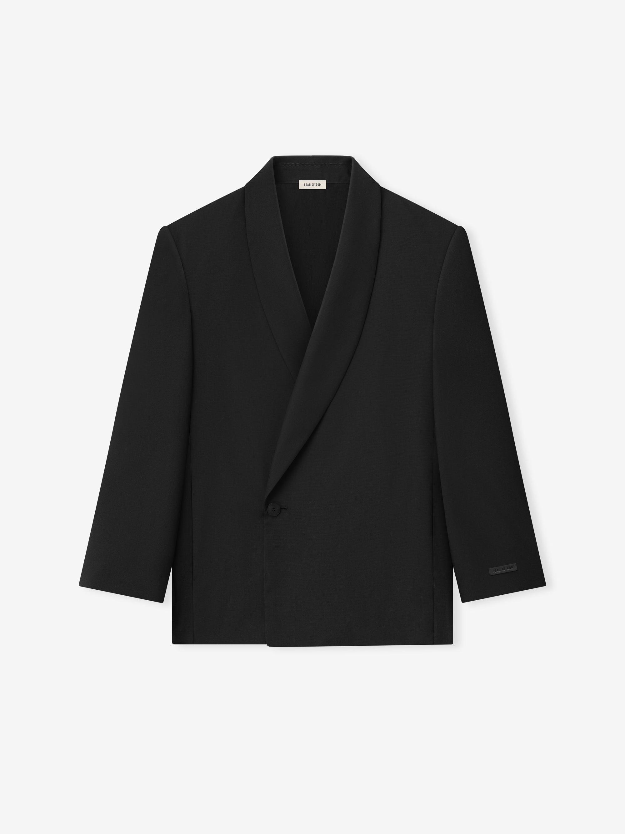 Double-Breasted Wool Poplin Shawl Collar Jacket Fear of god – Гарантія оригінальності – детальний вид