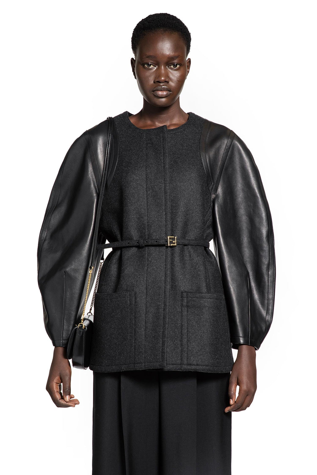 Felt And Leather Jacket Fendi оригінал – Купити в Україні – боковий вид