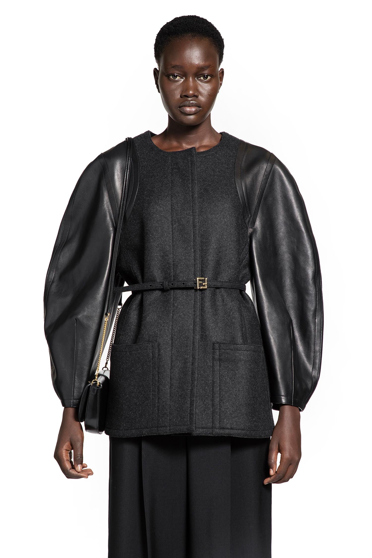 Felt And Leather Jacket Fendi оригінал – Купити в Україні – боковий вид