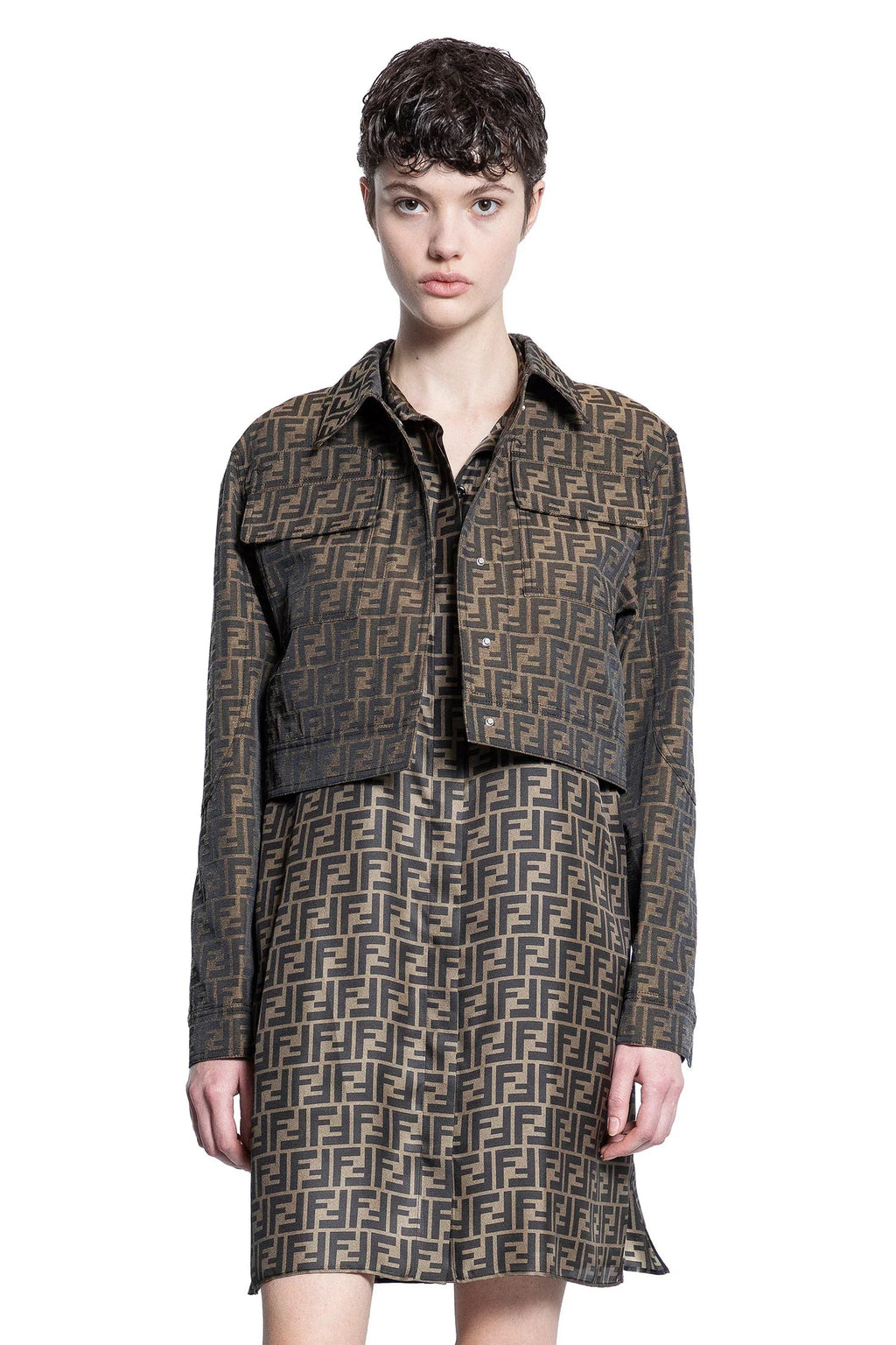 Оригінальна Cropped Ff Canvas Blouson Fendi – боковий вид