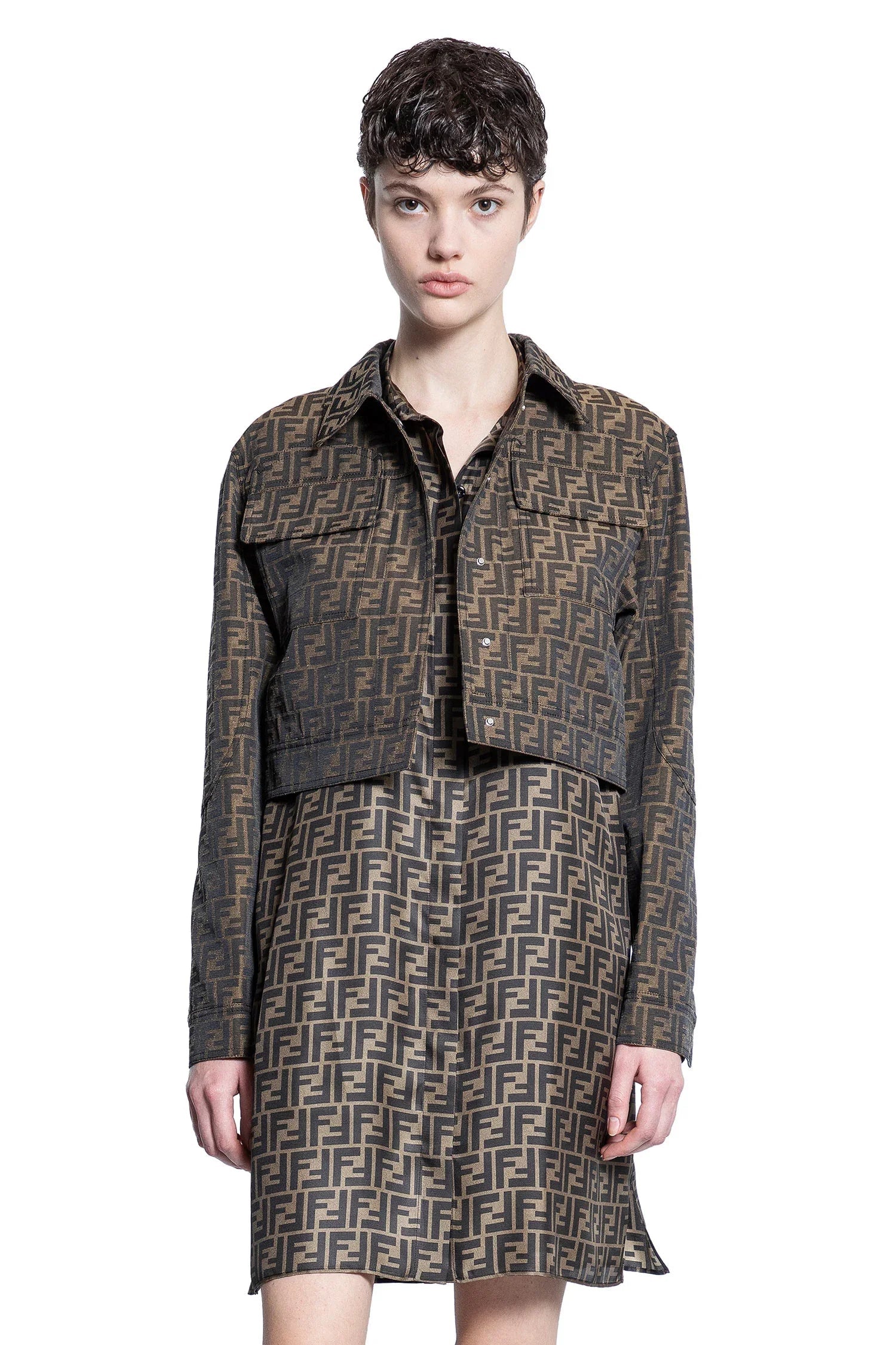 Оригінальна Cropped Ff Canvas Blouson Fendi – боковий вид