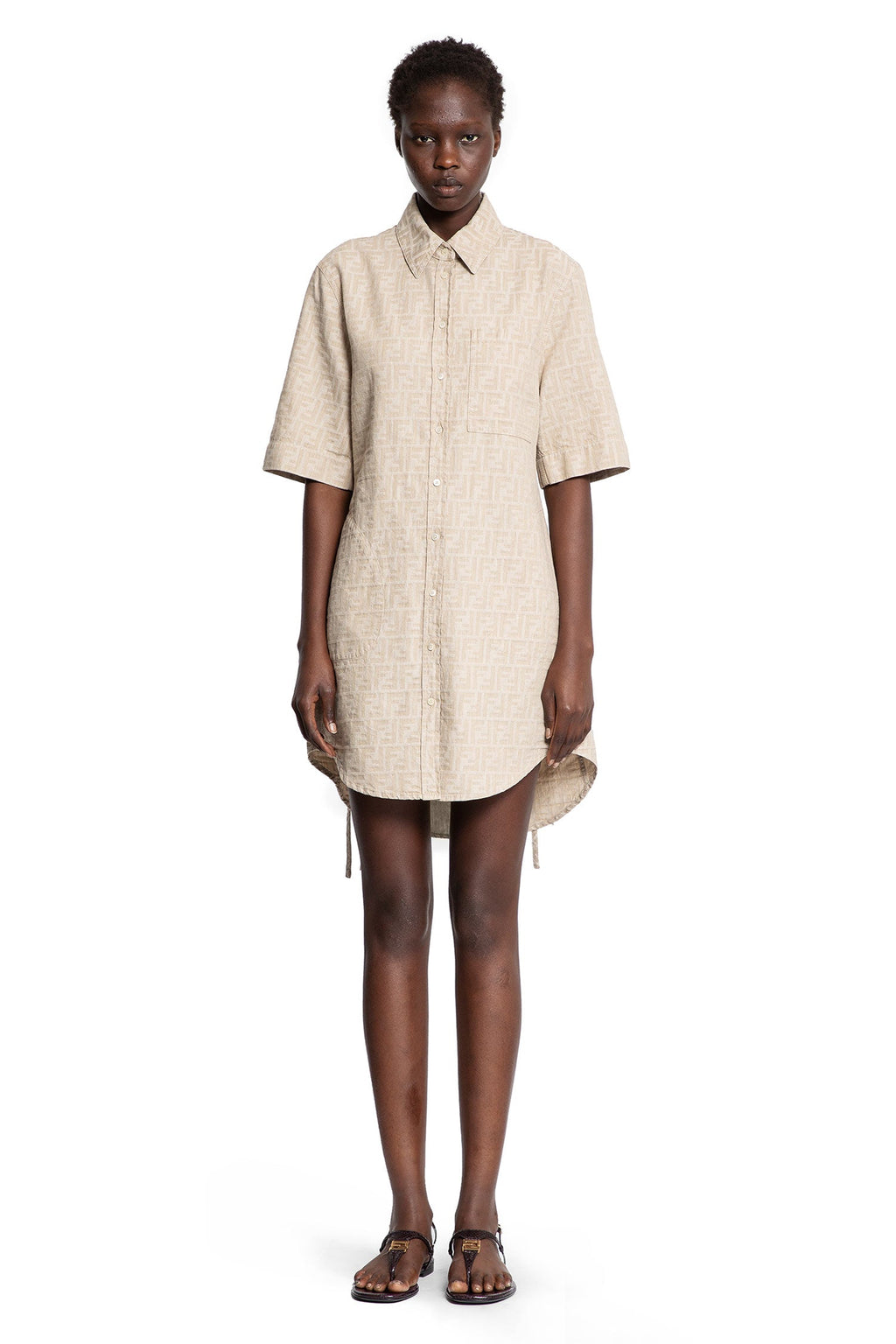 Ff Chambray Denim Pocket Shirt Dress Fendi оригінал – Купити в Україні – вид ззаду