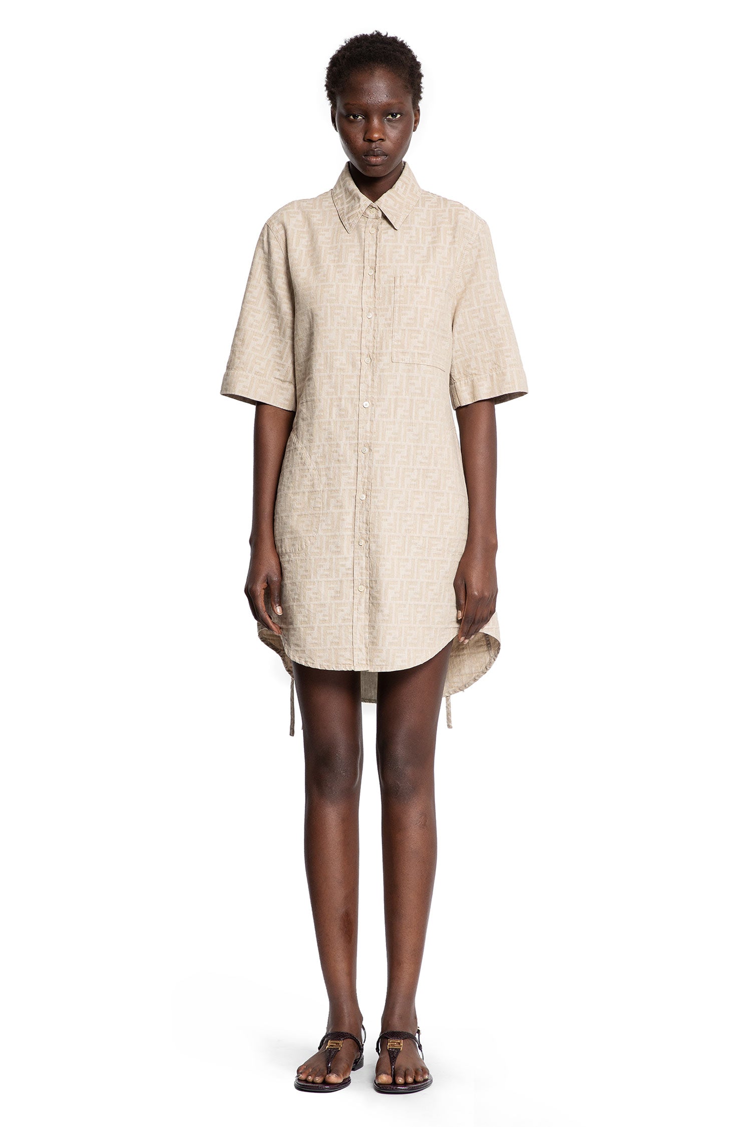 Ff Chambray Denim Pocket Shirt Dress Fendi оригінал – Купити в Україні – вид ззаду