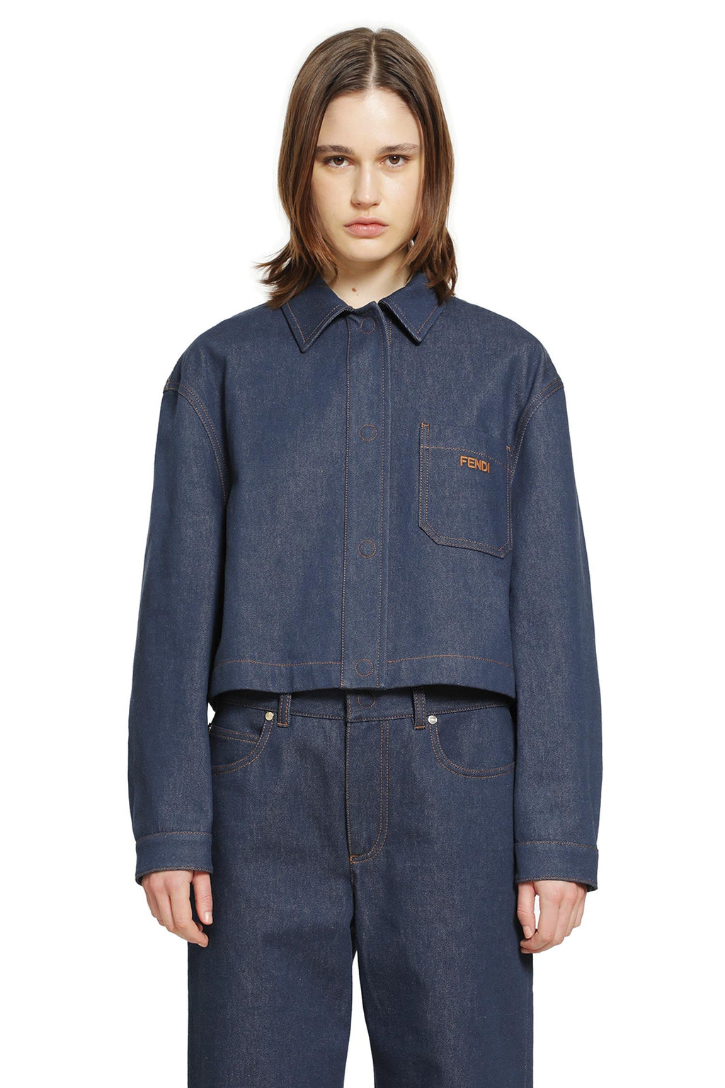 Оригінальна Cropped Denim Jacket Fendi – вид ззаду
