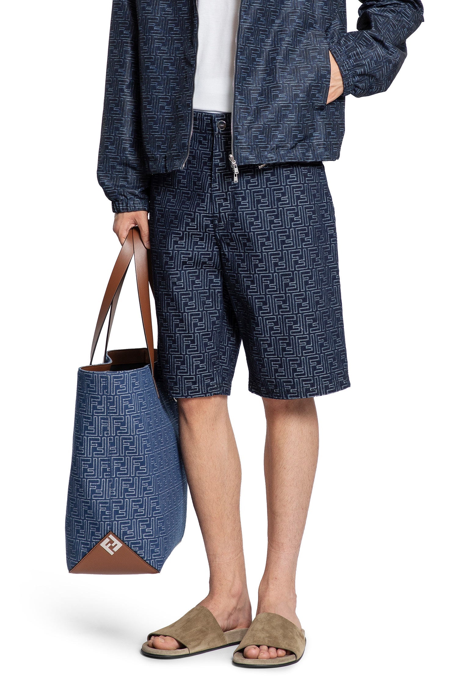 Ff Jacquard Denim 5 Pocket Shorts Fendi – Гарантія оригінальності – боковий вид