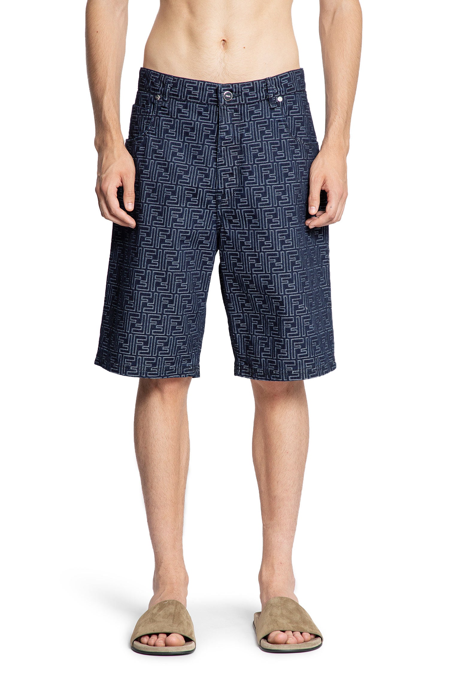Ff Jacquard Denim 5 Pocket Shorts Fendi – Гарантія оригінальності – вид ззаду