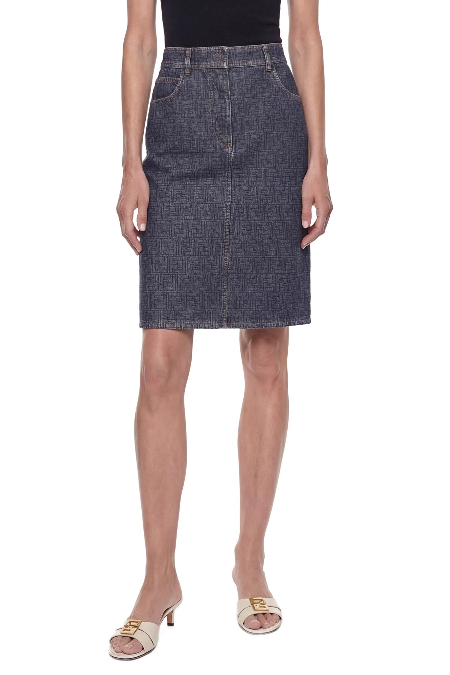 Оригінальна Ff Denim Skirt Fendi – боковий вид