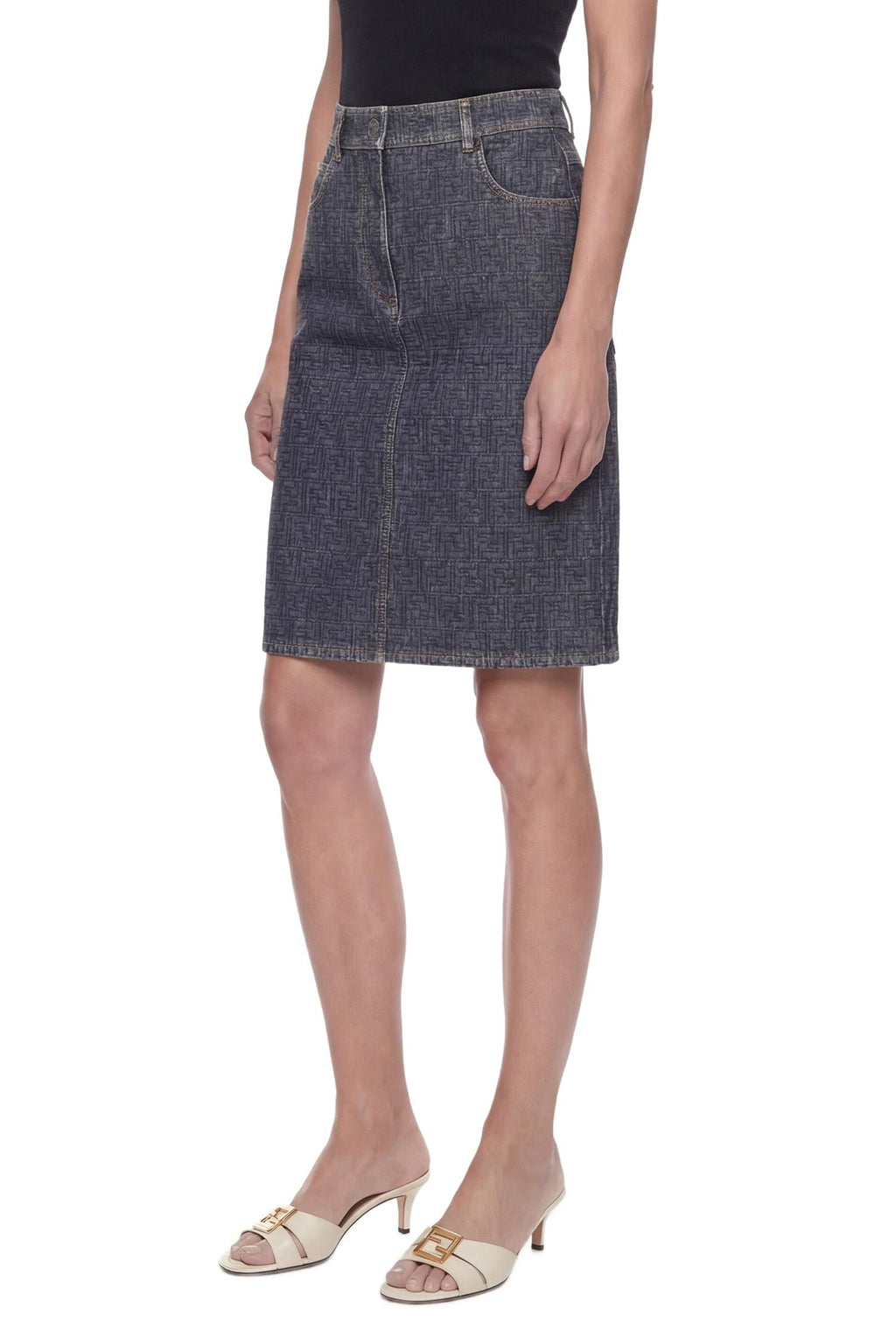 Оригінальна Ff Denim Skirt Fendi – вид ззаду