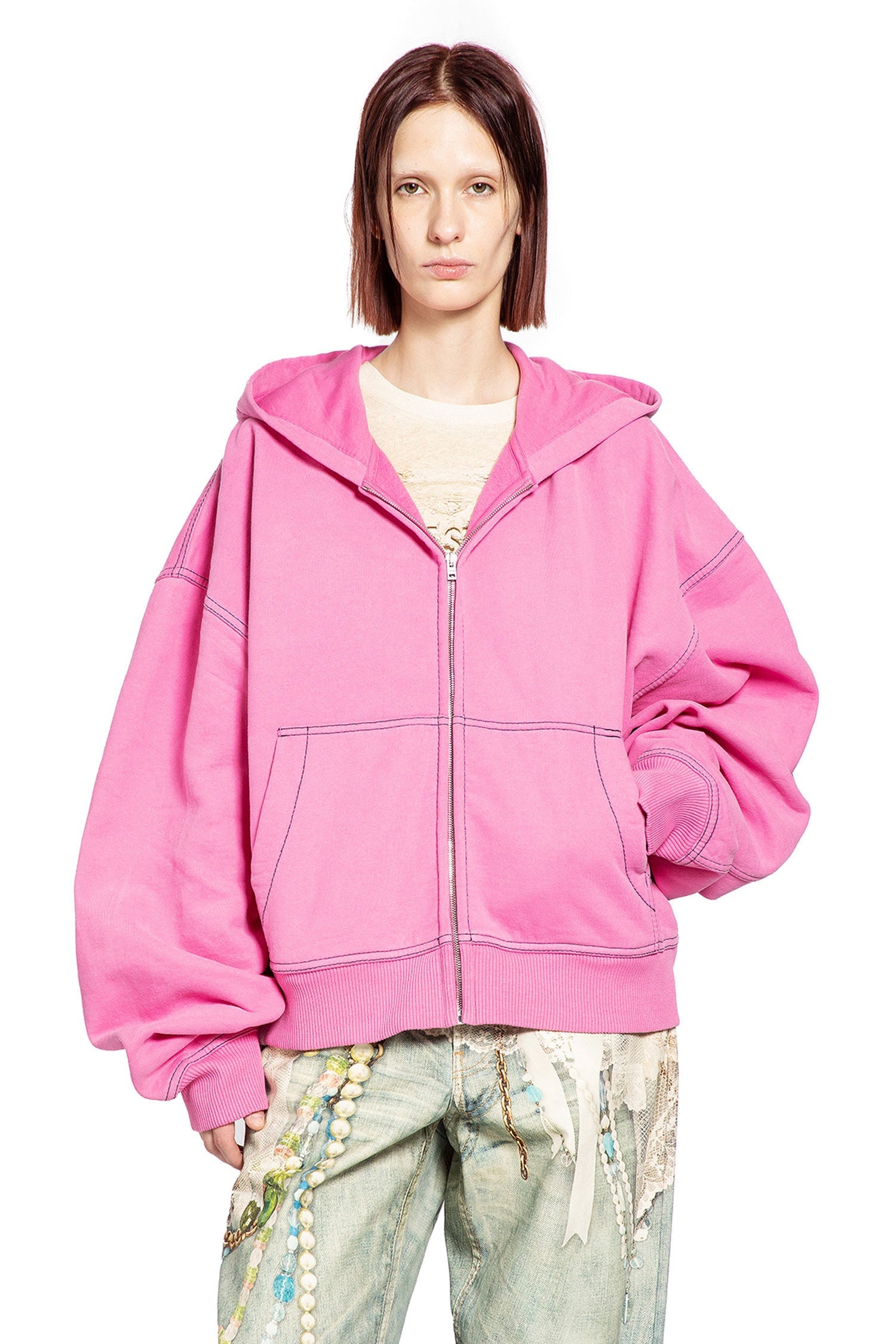 Оригінальна Signature Logo Zip-Up Hoodie Acne studios – боковий вид