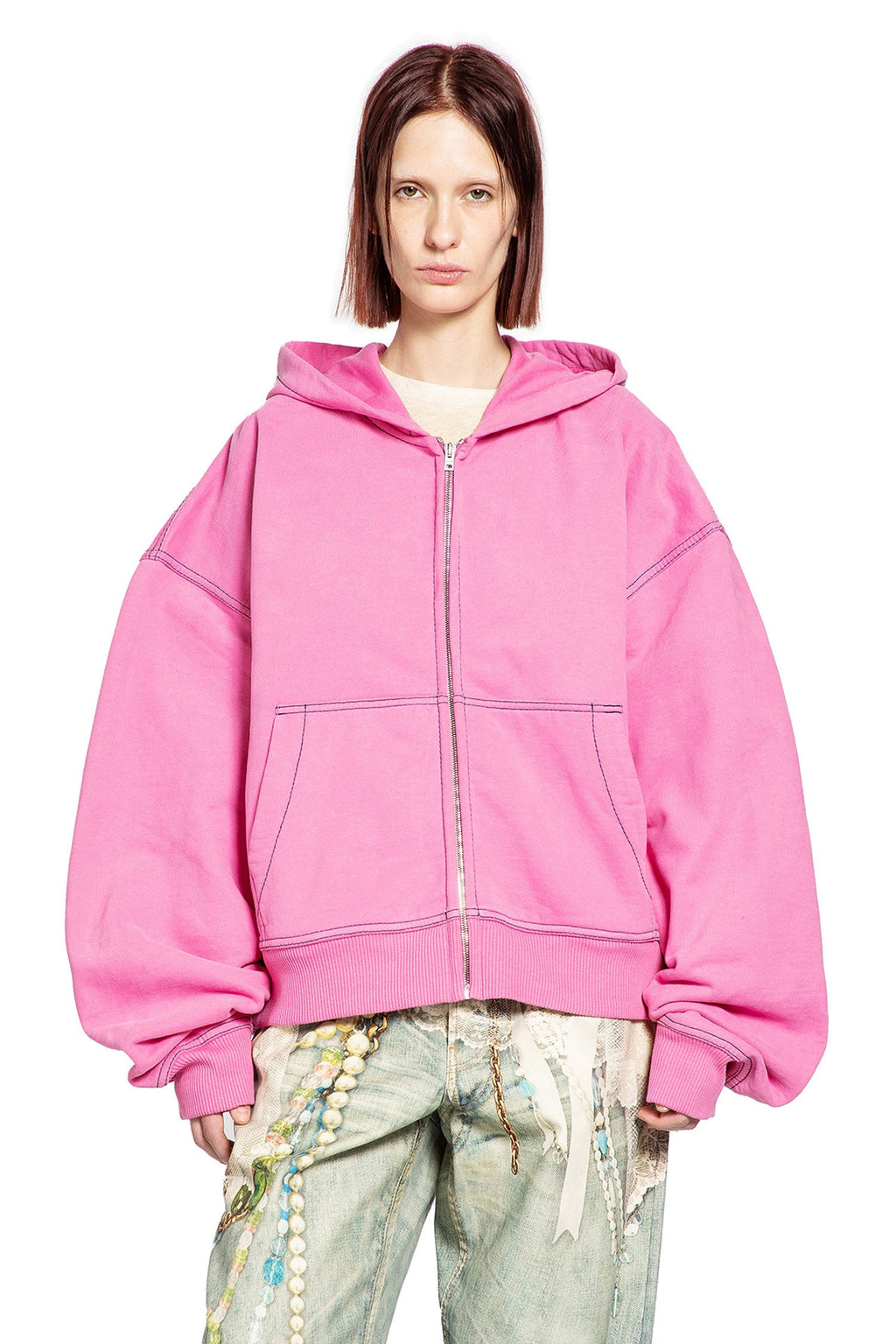 Оригінальна Signature Logo Zip-Up Hoodie Acne studios – вид ззаду