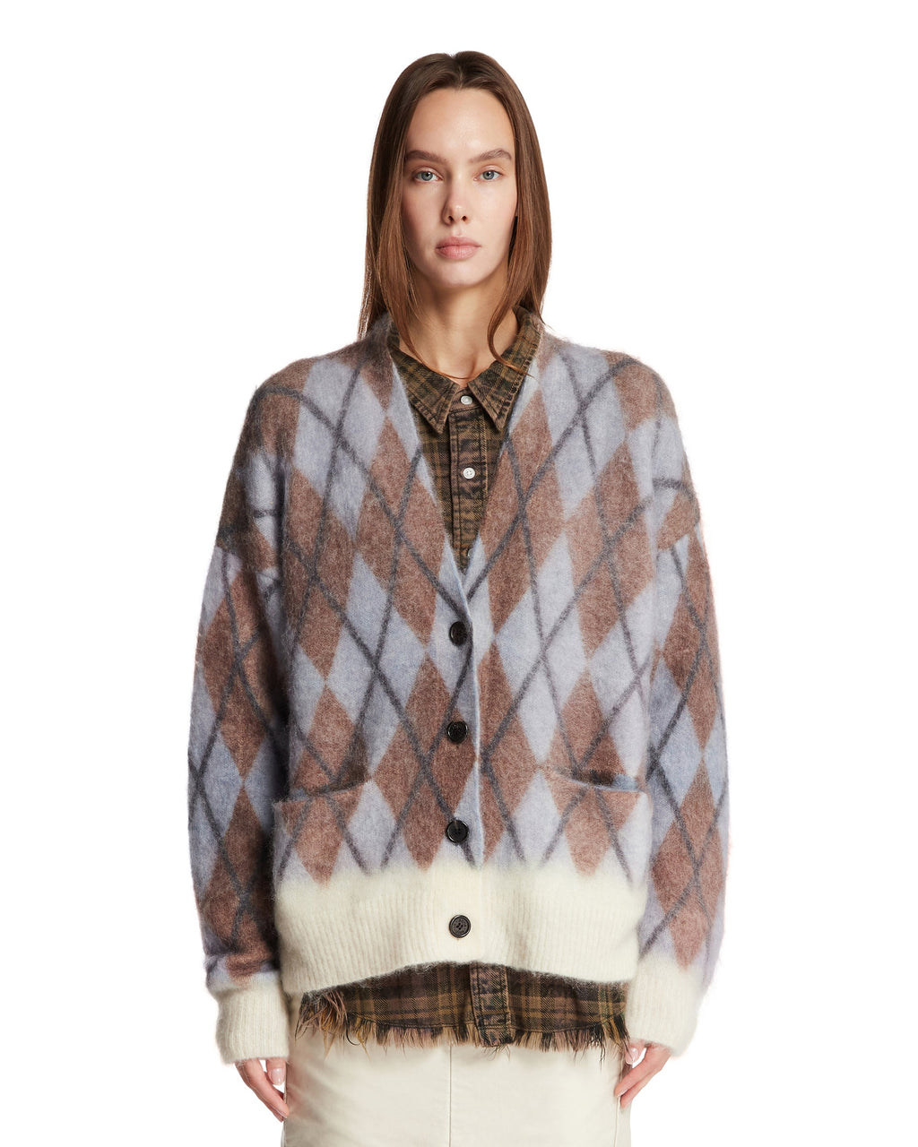 Оригінальна Multicolor Diamond Mohair Cardigan Acne studios – боковий вид