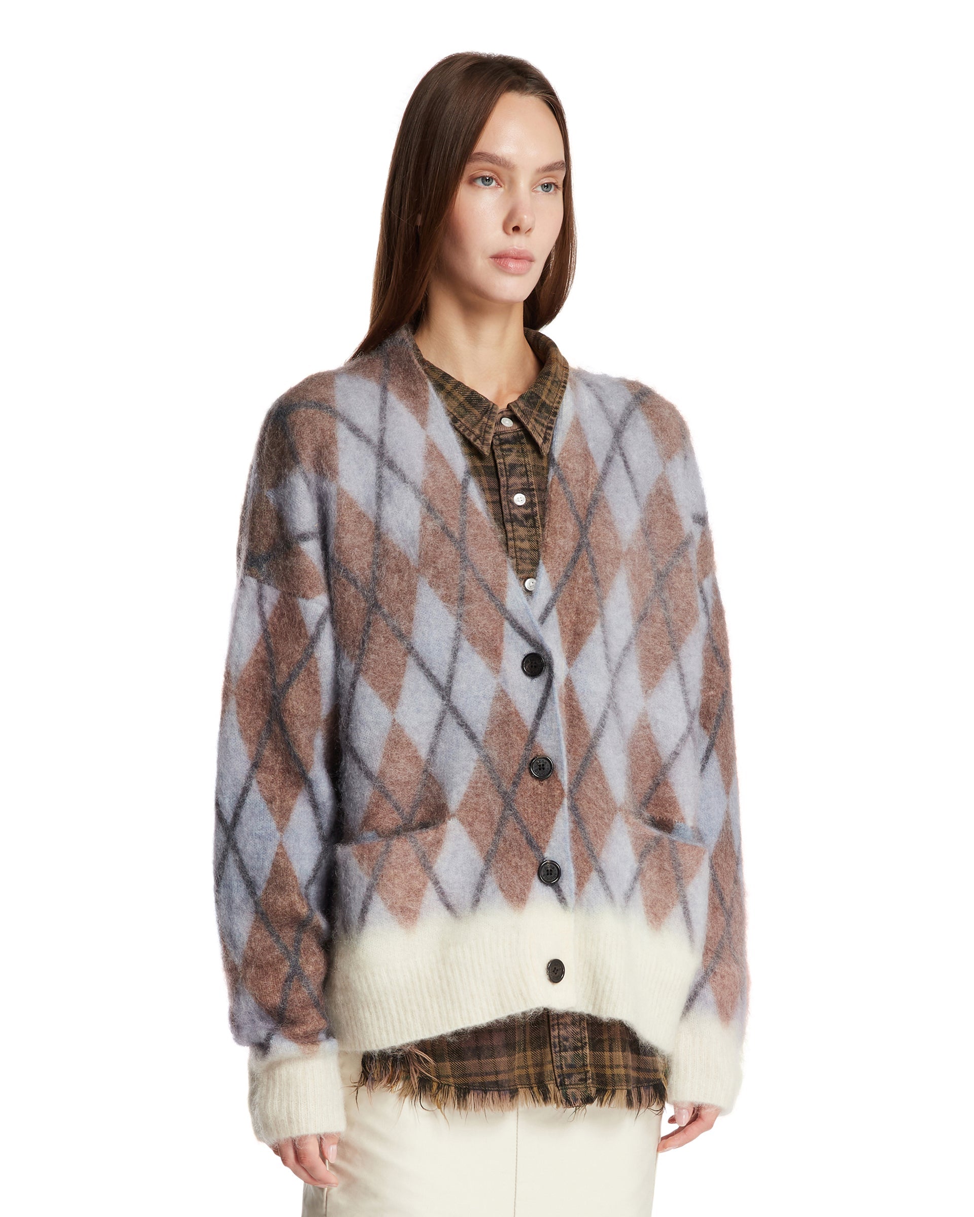 Оригінальна Multicolor Diamond Mohair Cardigan Acne studios – вид ззаду