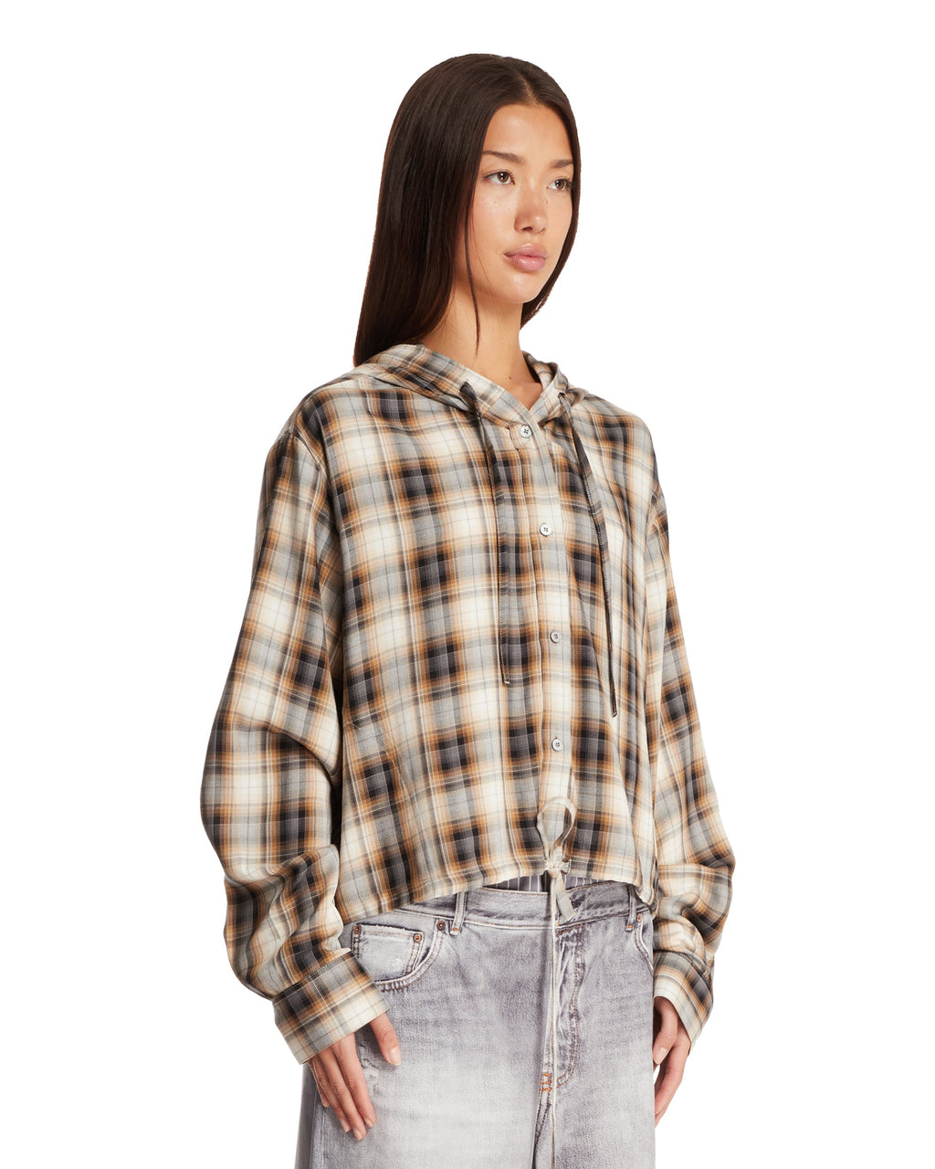 Beige Checkered Hoodie Shirt Jacket Acne studios оригінал – Купити в Україні – вид ззаду