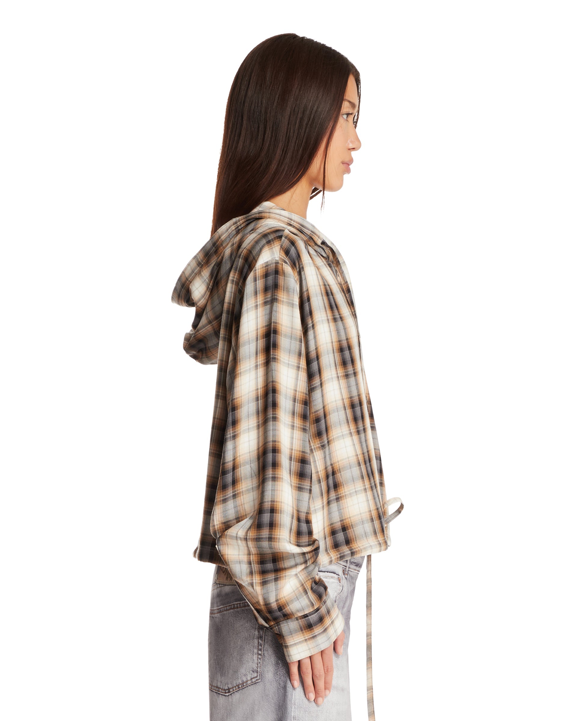 Beige Checkered Hoodie Shirt Jacket Acne studios оригінал – Купити в Україні – збільшений вид