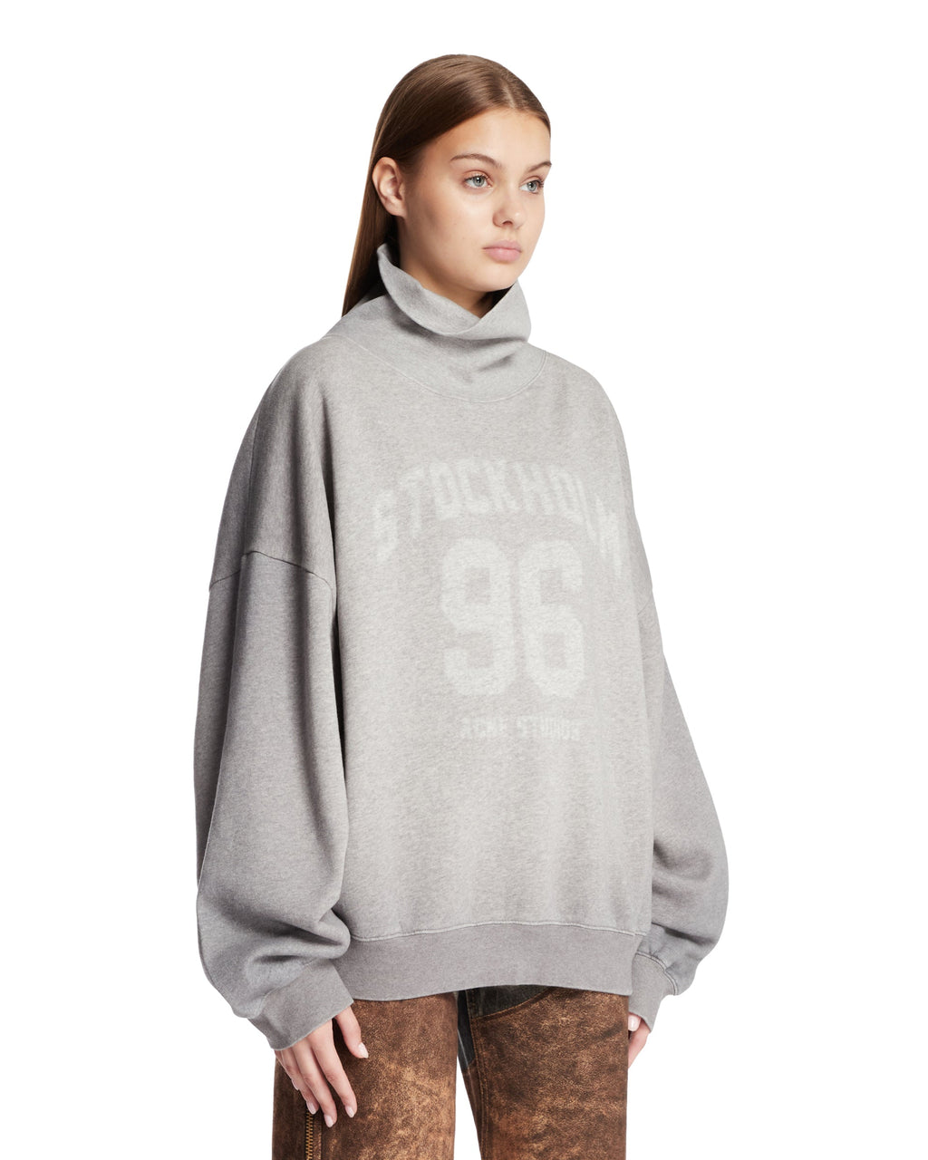 Gray High Neck Logo Sweatshirt Acne studios – Гарантія оригінальності – вид ззаду