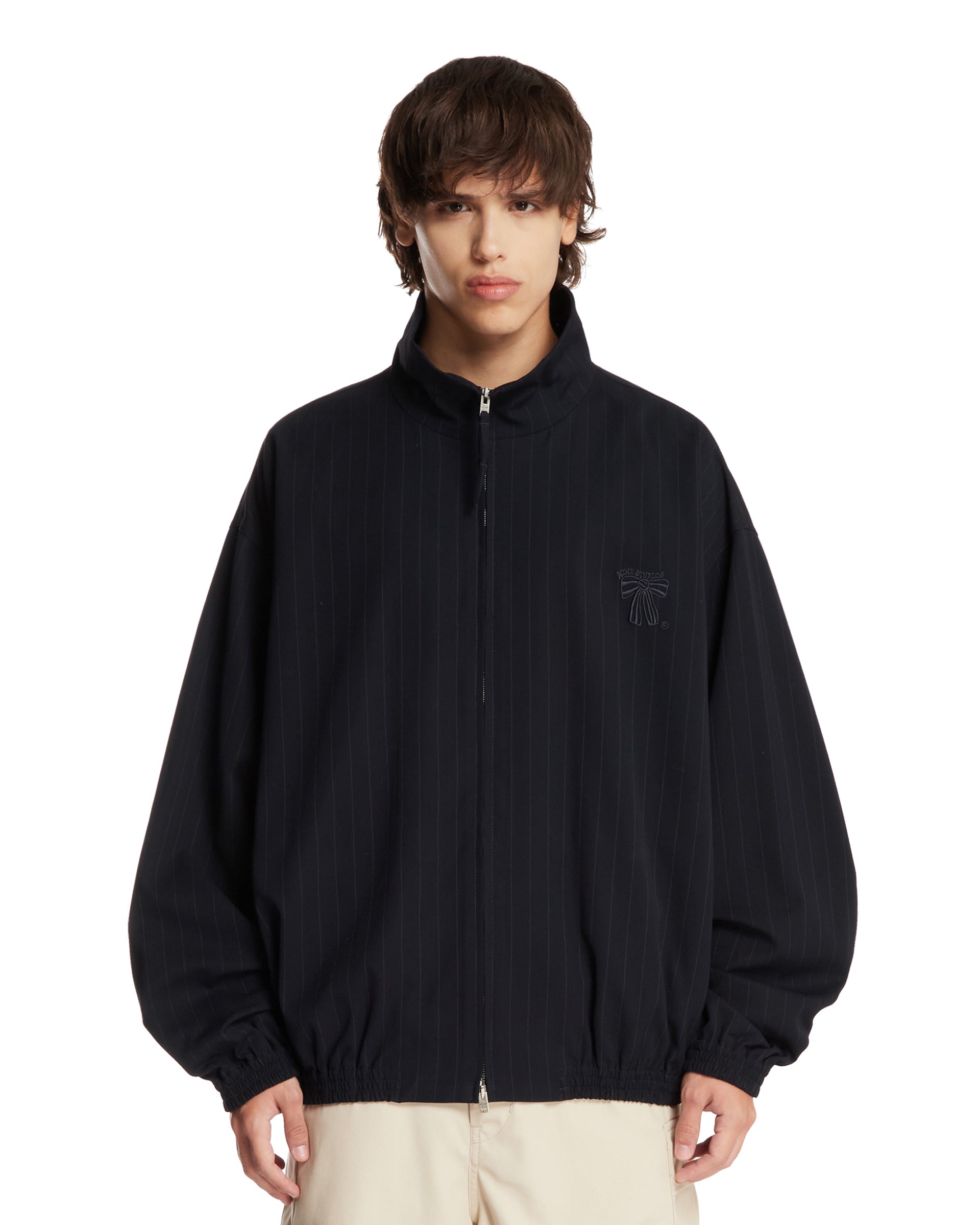 Blue Pinstriped Zip-Up Jacket - ACNE STUDIOS