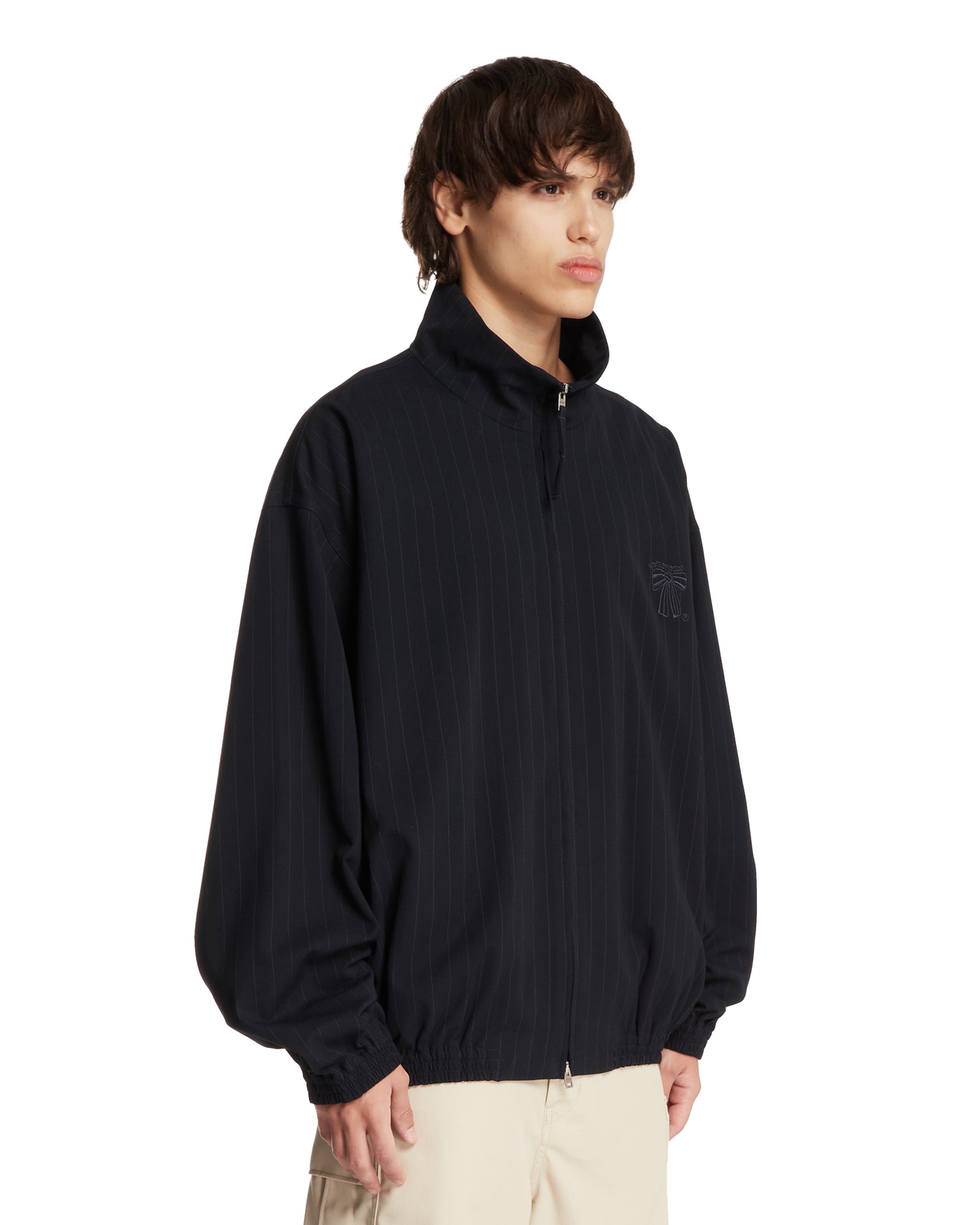 Blue Pinstriped Zip-Up Jacket - ACNE STUDIOS