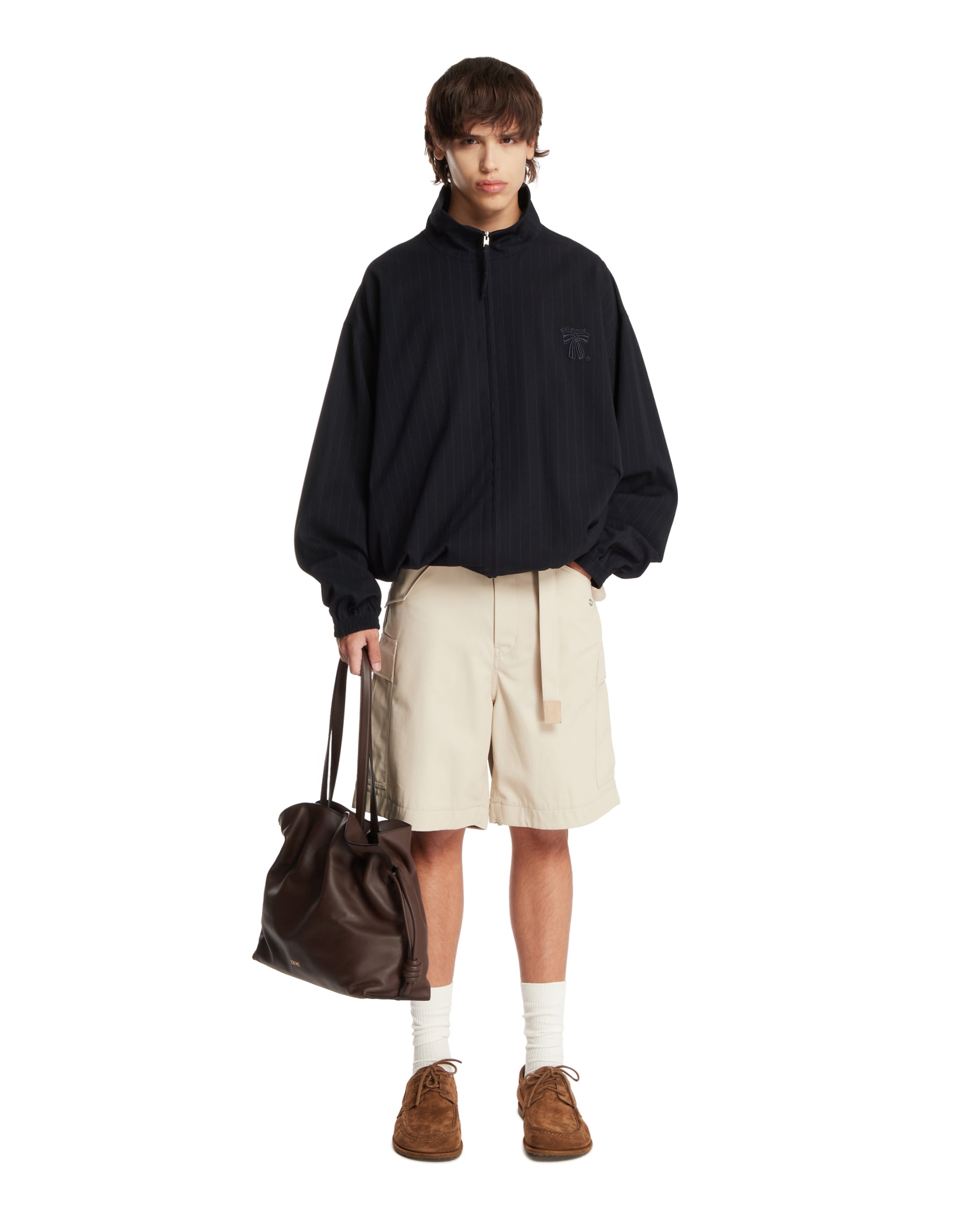 Blue Pinstriped Zip-Up Jacket - ACNE STUDIOS