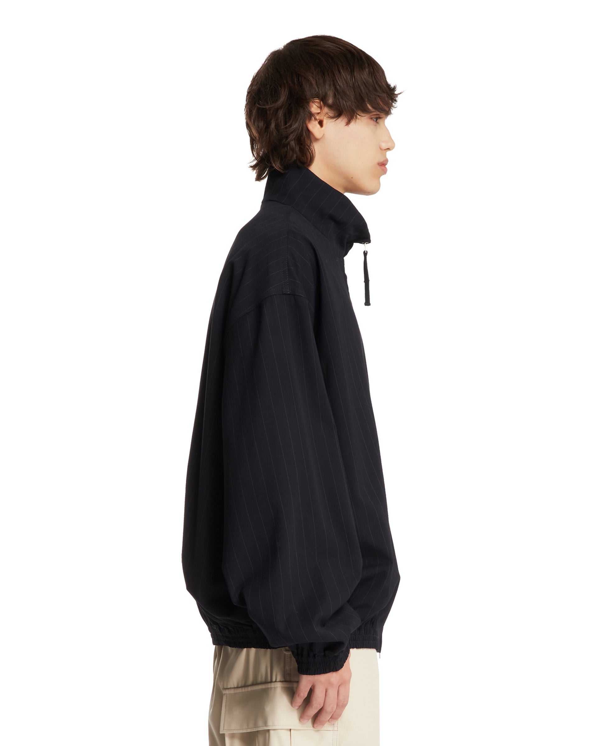 Blue Pinstriped Zip-Up Jacket - ACNE STUDIOS
