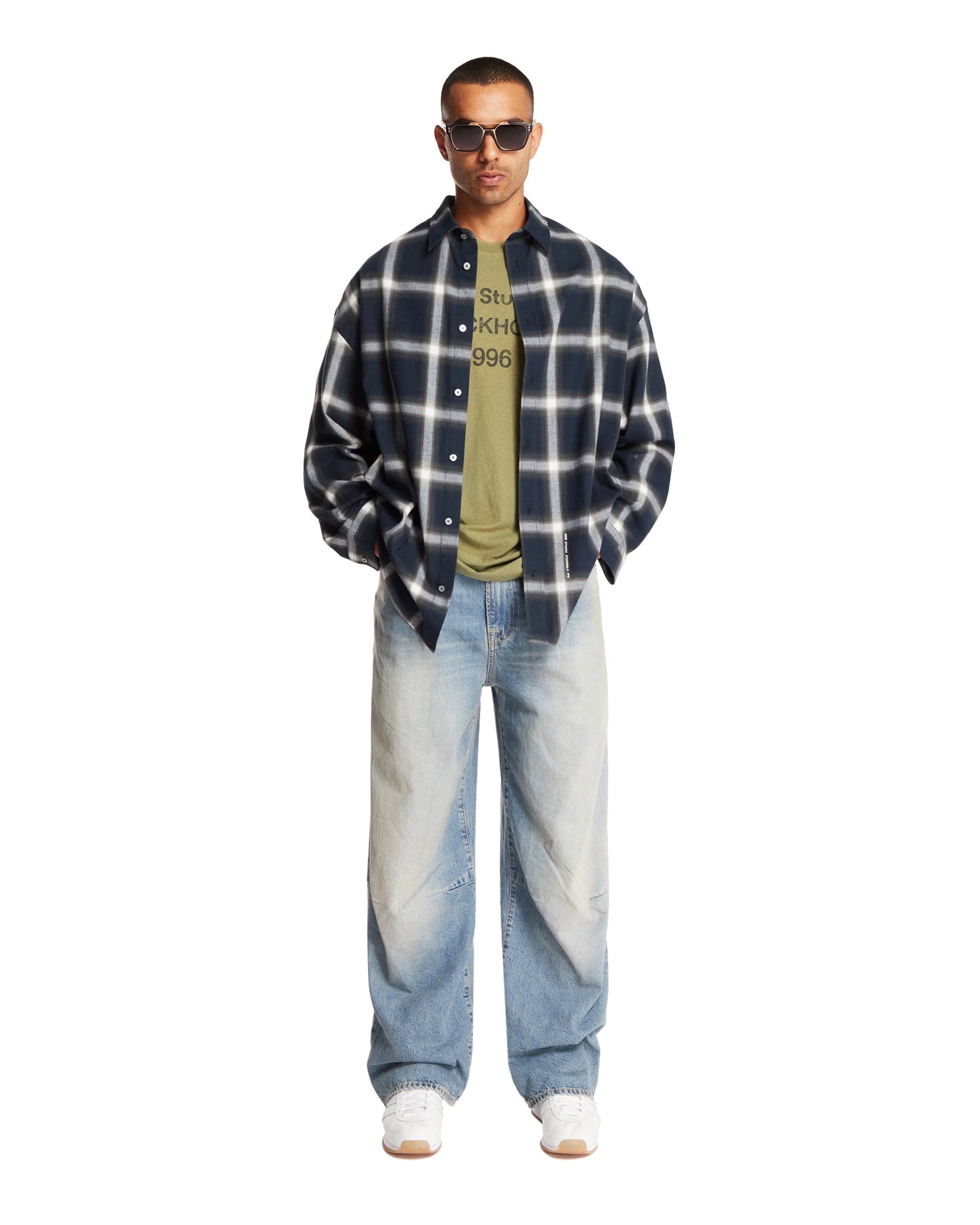Blue Checkered Cotton Shirt - ACNE STUDIOS
