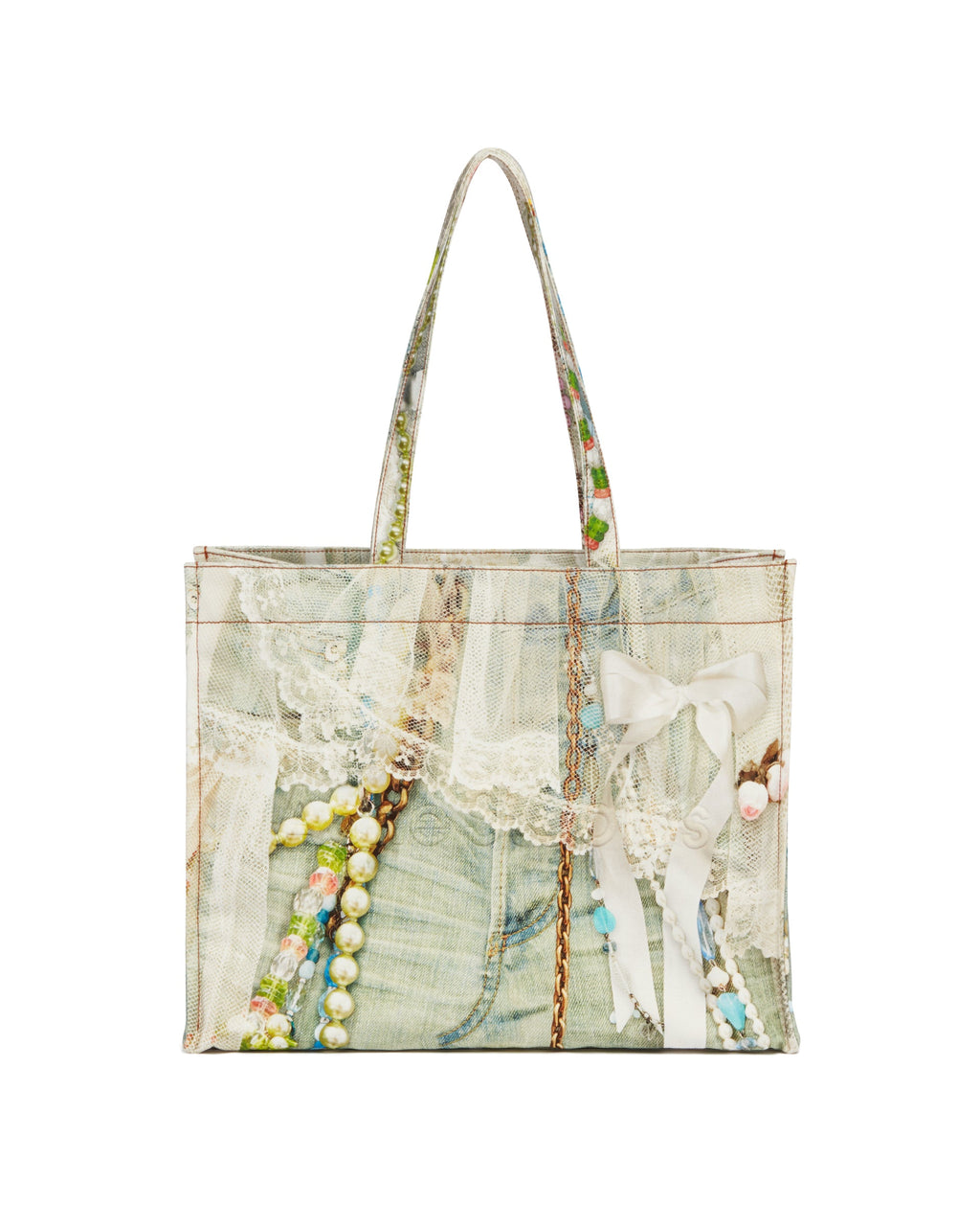 Multicolor Trompe L'oeil Denim Effect Tote - ACNE STUDIOS