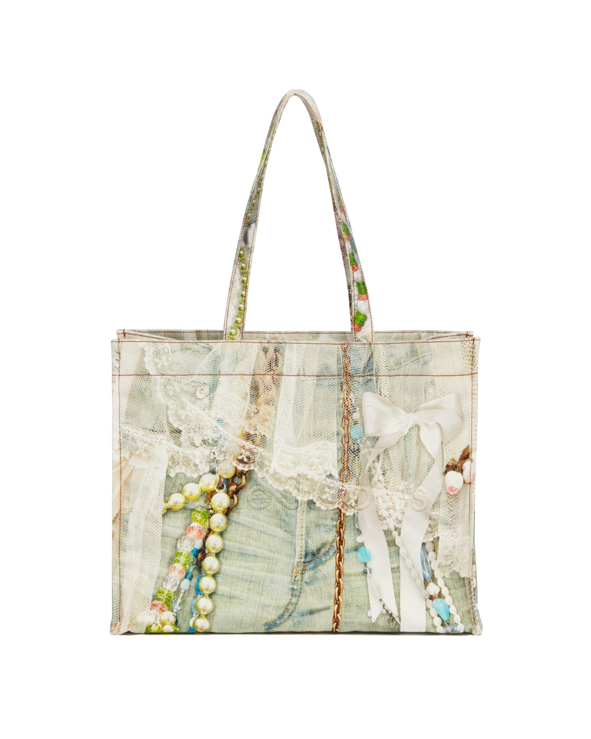 Multicolor Trompe L'oeil Denim Effect Tote - ACNE STUDIOS