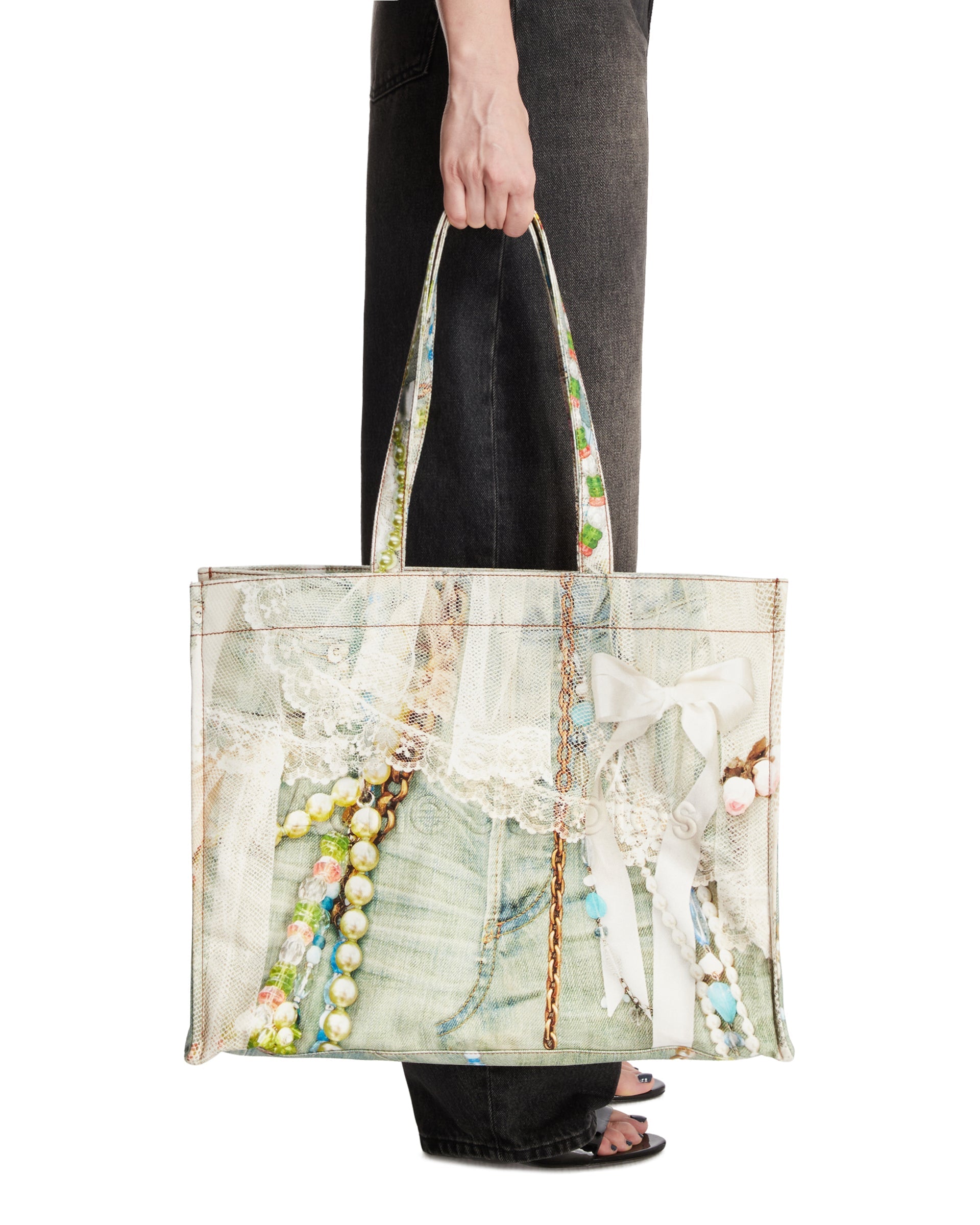 Multicolor Trompe L'oeil Denim Effect Tote - ACNE STUDIOS