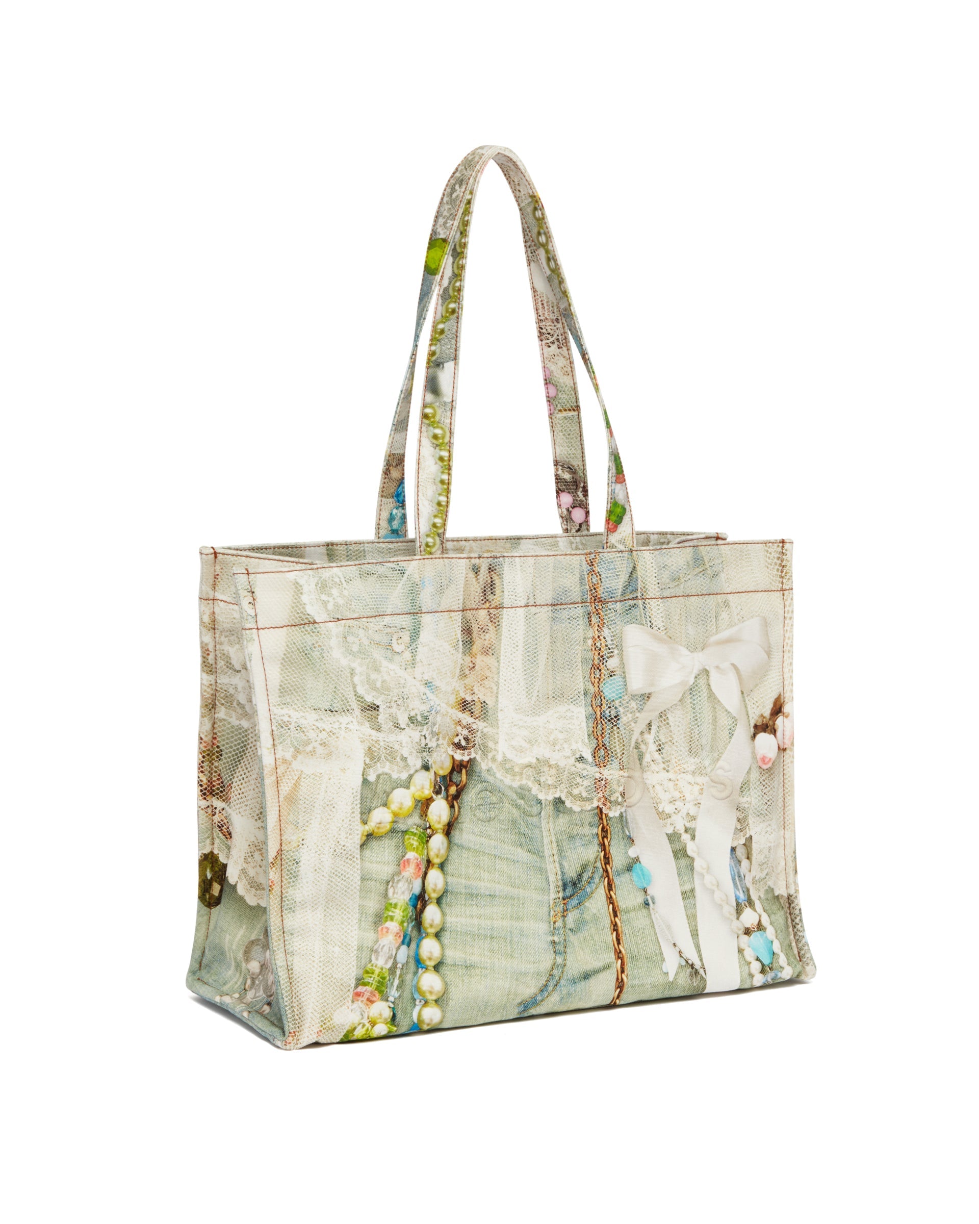 Multicolor Trompe L'oeil Denim Effect Tote - ACNE STUDIOS