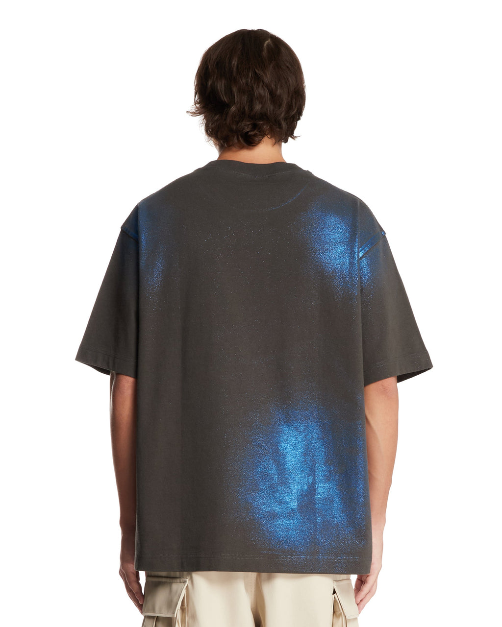 Gray Logo T-Shirt with Iridescent Details - ACNE STUDIOS