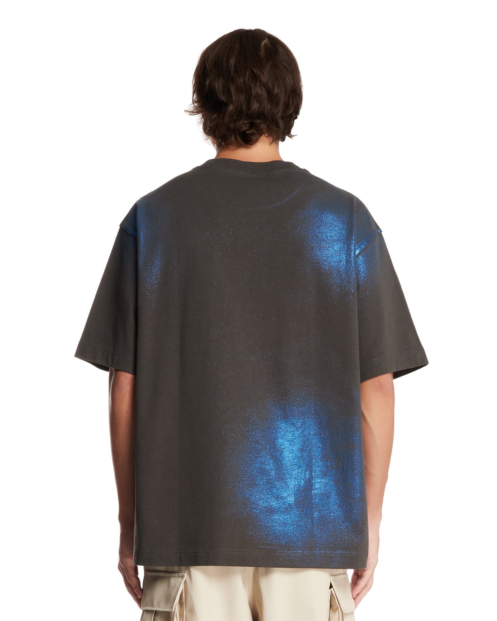 Gray Logo T-Shirt with Iridescent Details - ACNE STUDIOS