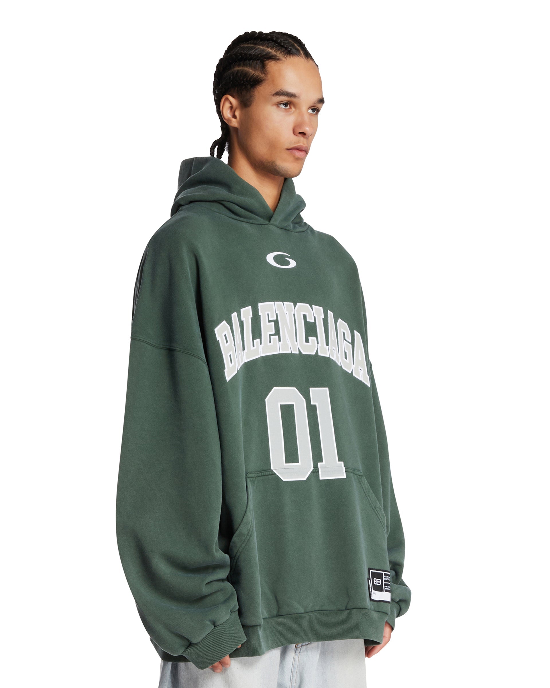 Green Basketball Large Fit Hoodie Balenciaga оригінал – Купити в Україні – вид ззаду - BALENCIAGA
