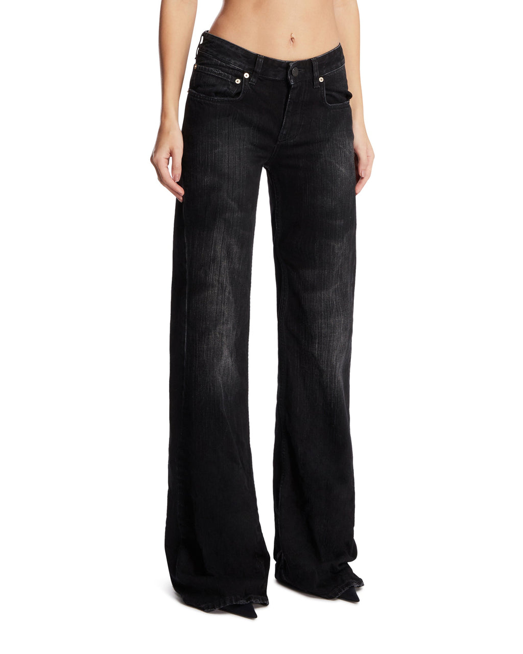 Оригінальна Black Wide-Leg Denim Pants Balenciaga – вид ззаду