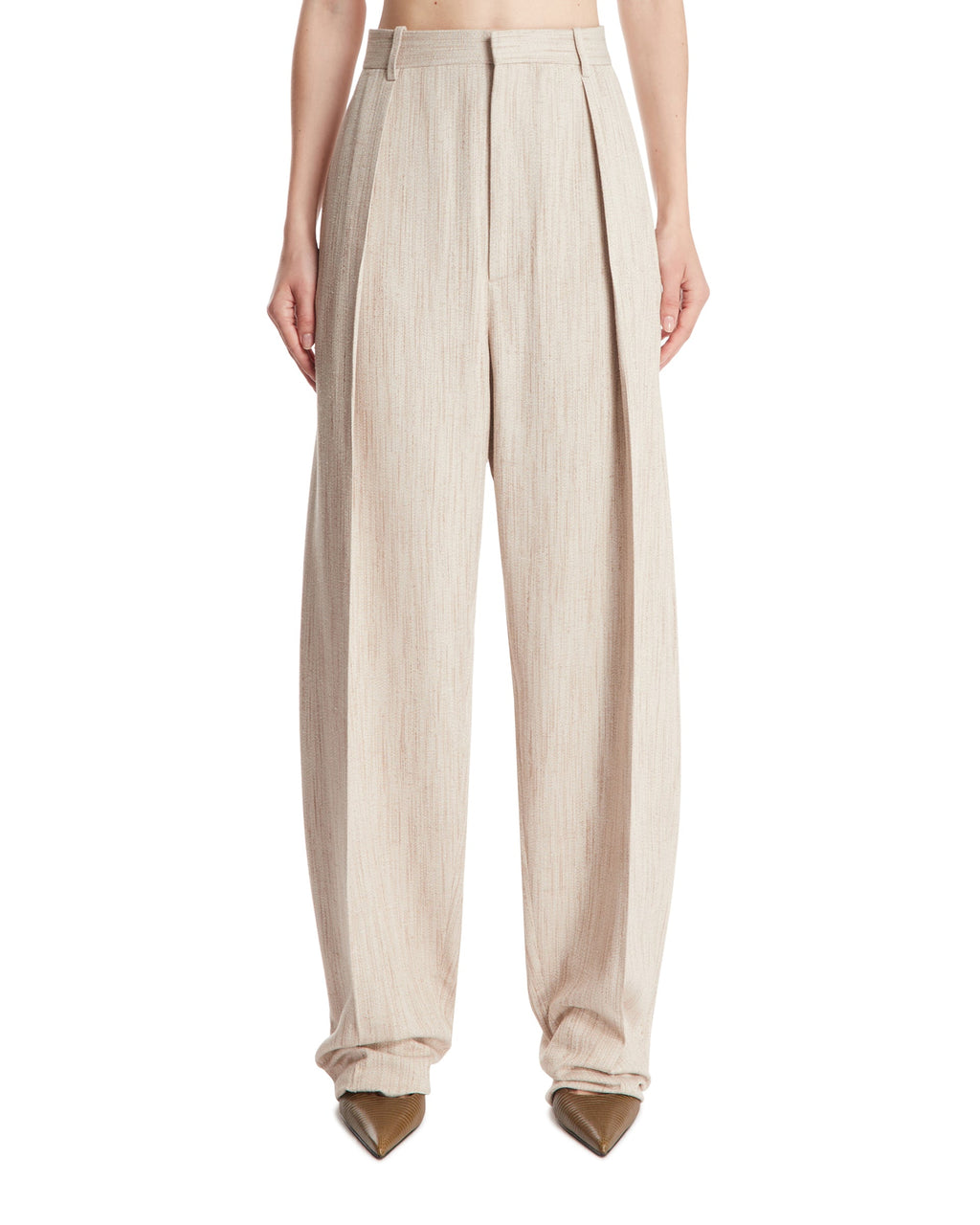 Beige Silk And Viscose Pants Bottega veneta оригінал – Купити в Україні – боковий вид